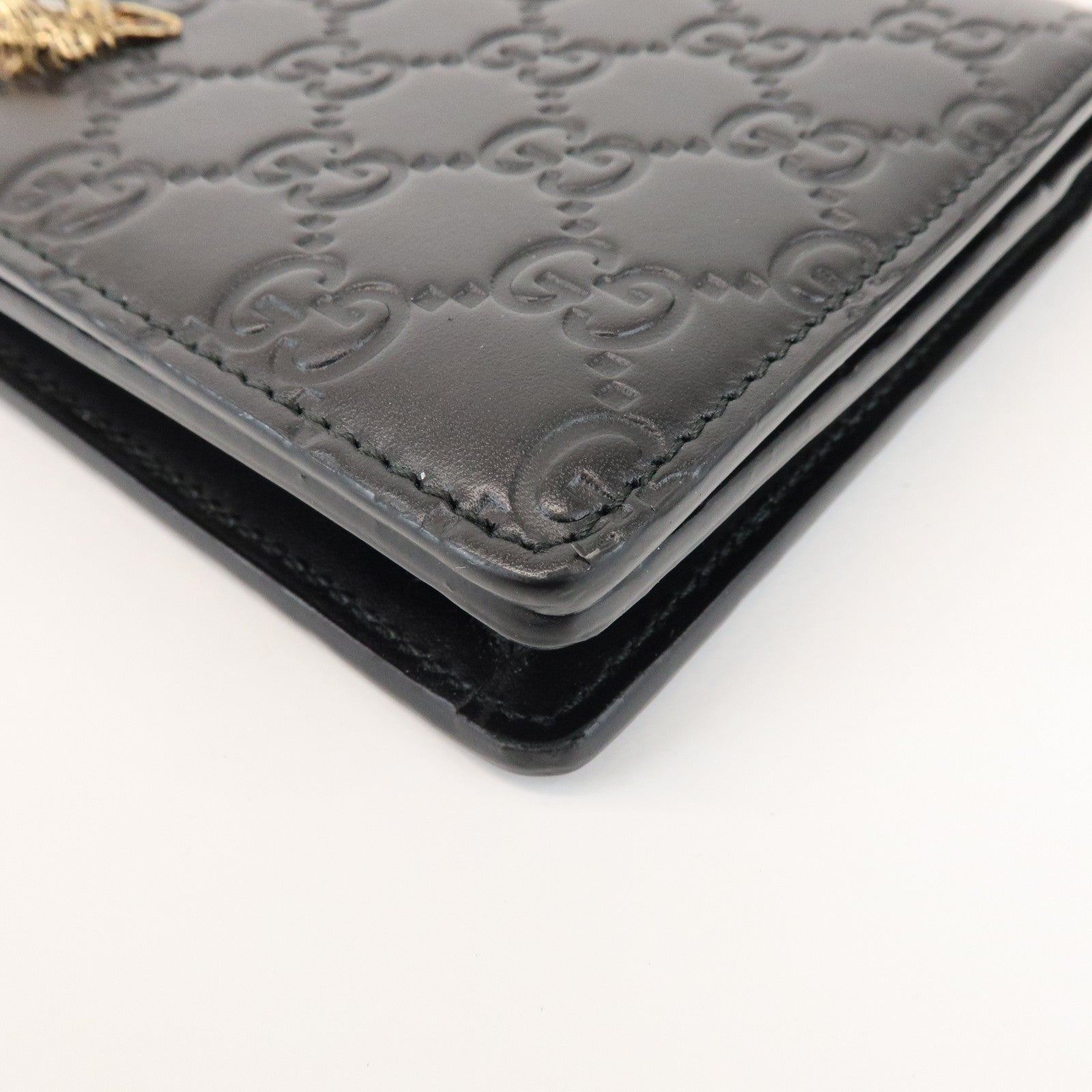 GUCCI Guccissima Leather Chain Long Wallet Cat Black 548060