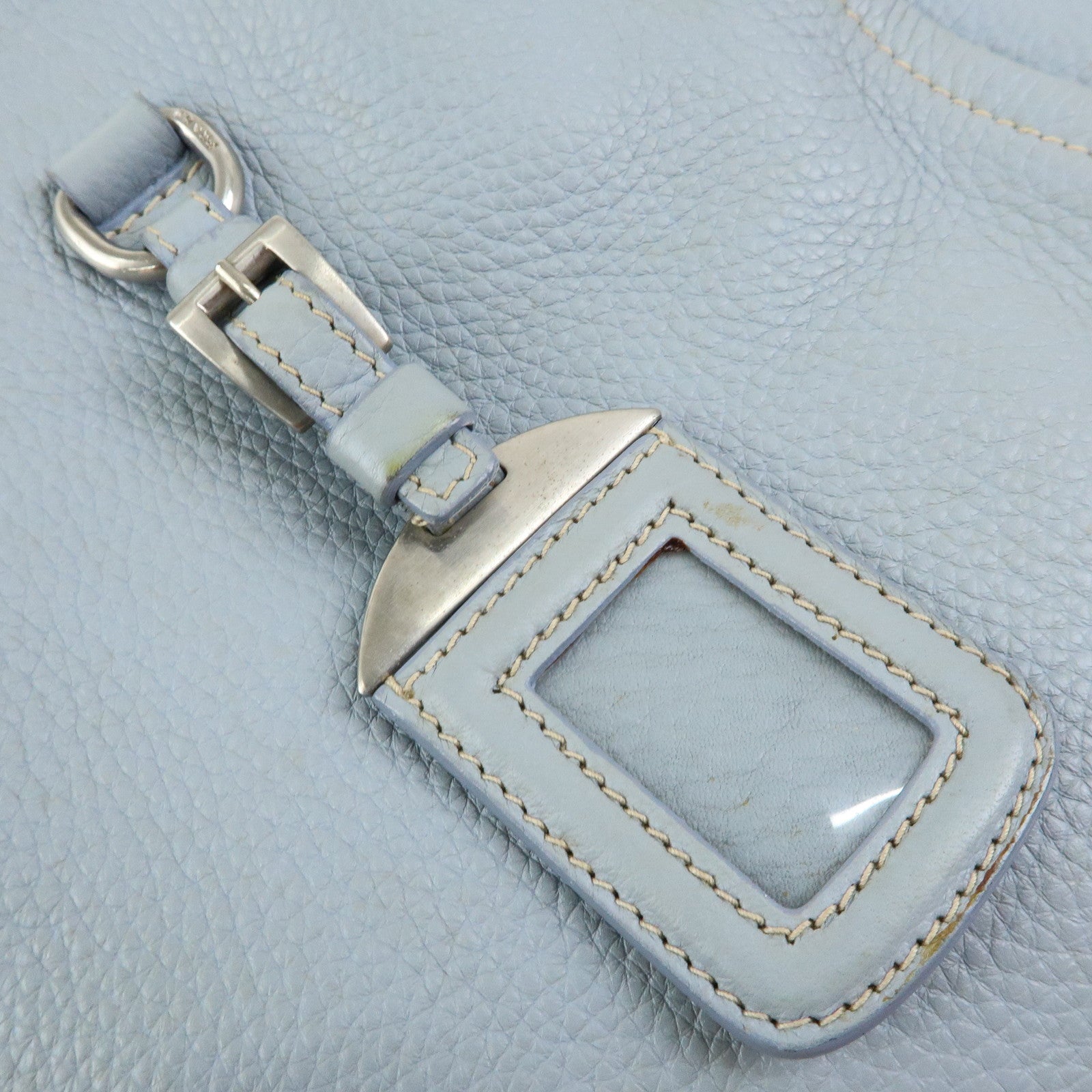 PRADA Vitello Daino Leather Tote Bag Hand Bag Light Blue BR2252
