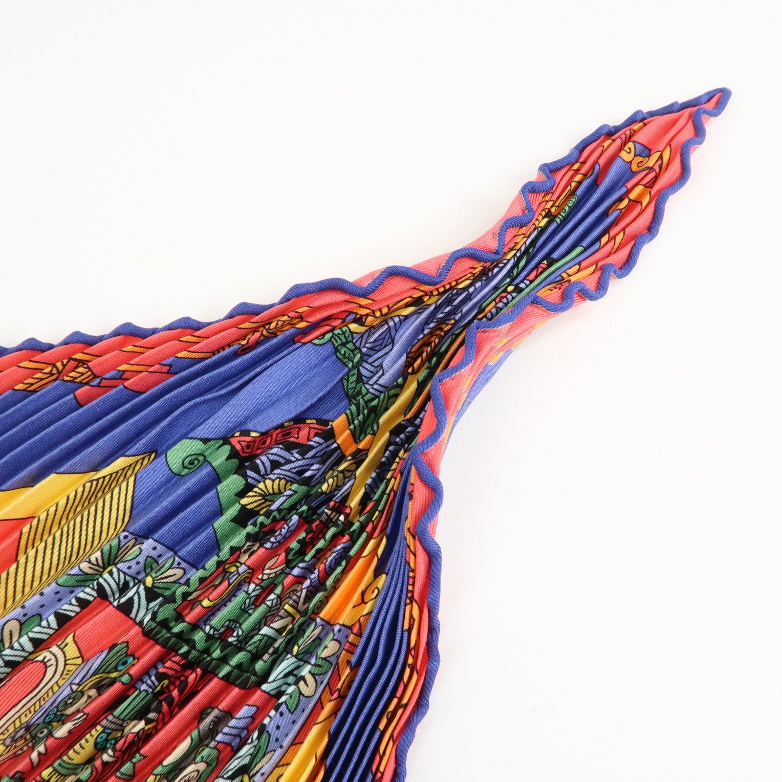 HERMES Pleats Carre Silk 100% Scarf Feria De Sevilla Black Yellow Used