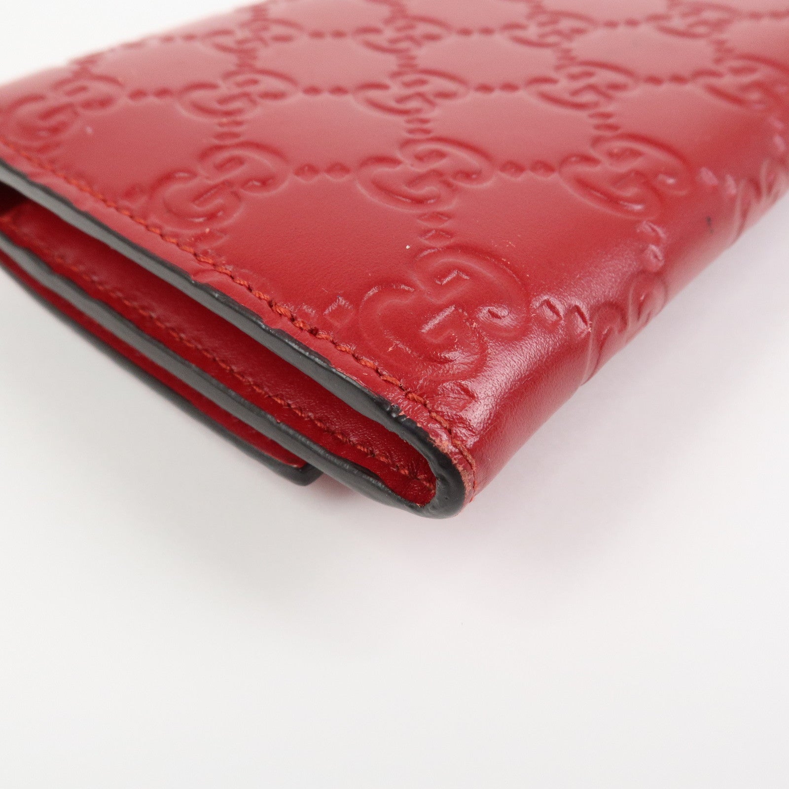 GUCCI Guccissima Interlocking G Flap Long Wallet Red 388679