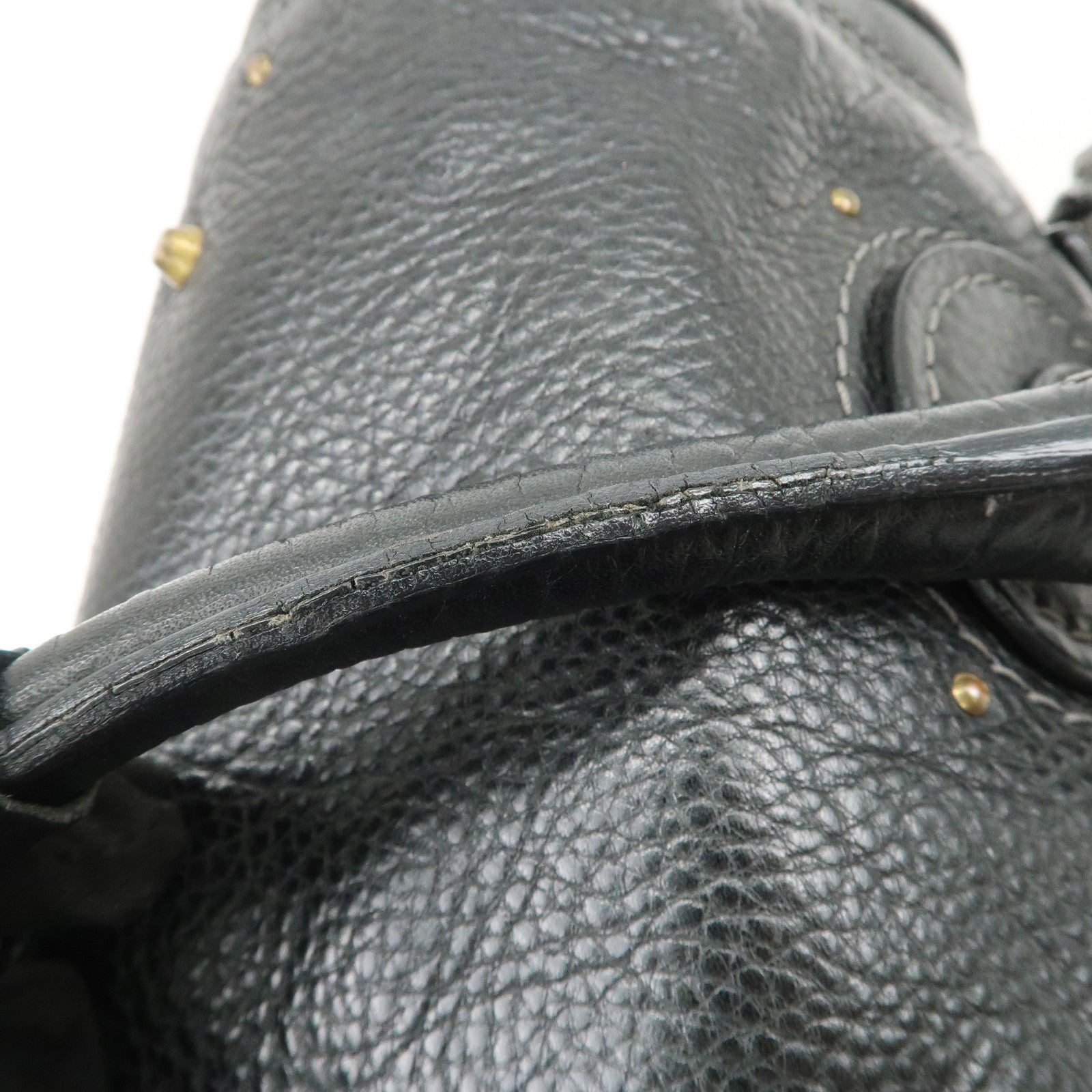 Chloe Paddington Logo Leather Hand Bag Shoulder Bag Black