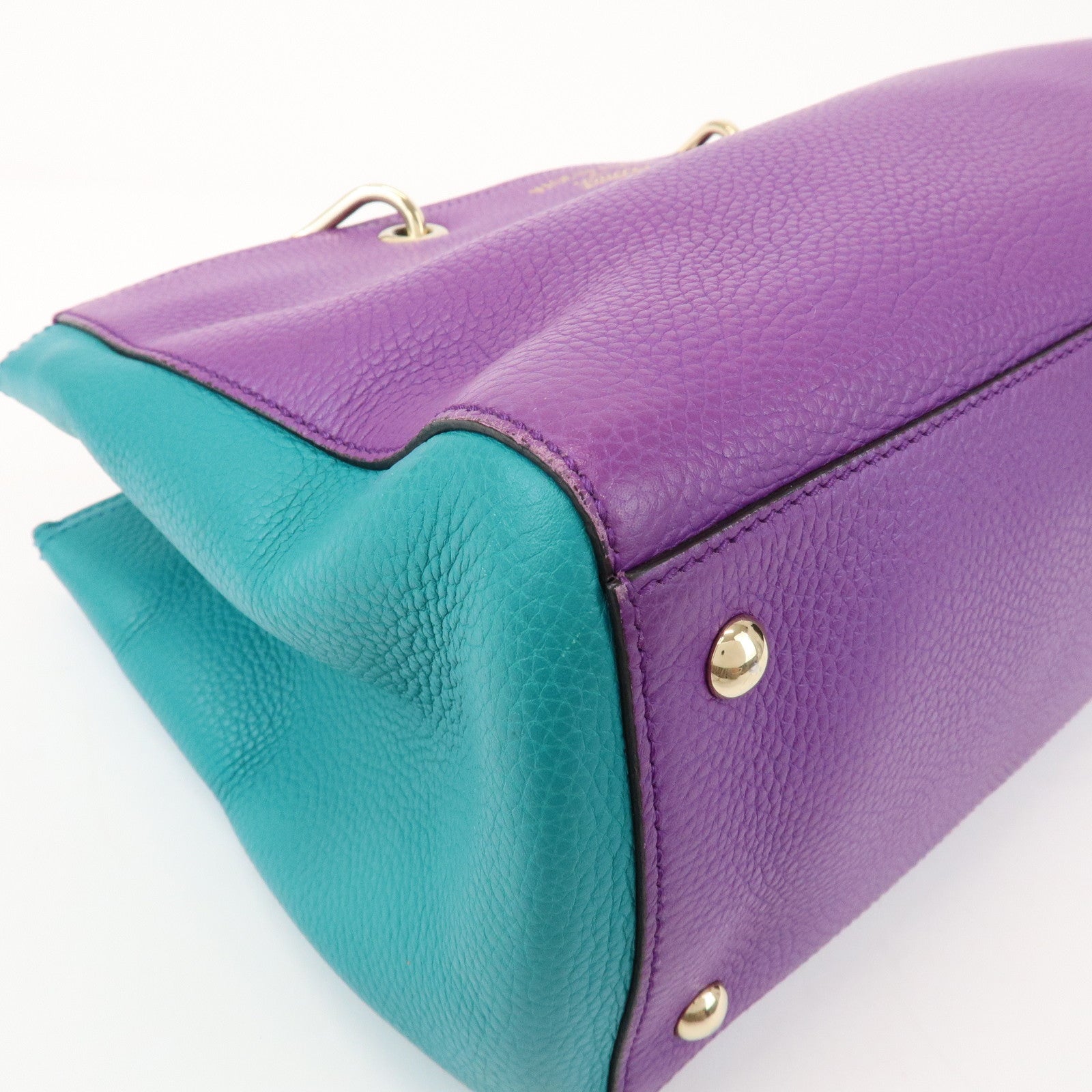 GUCCI Bamboo Shopper Medium 2Way Shoulder Bag Purple Blue 323660