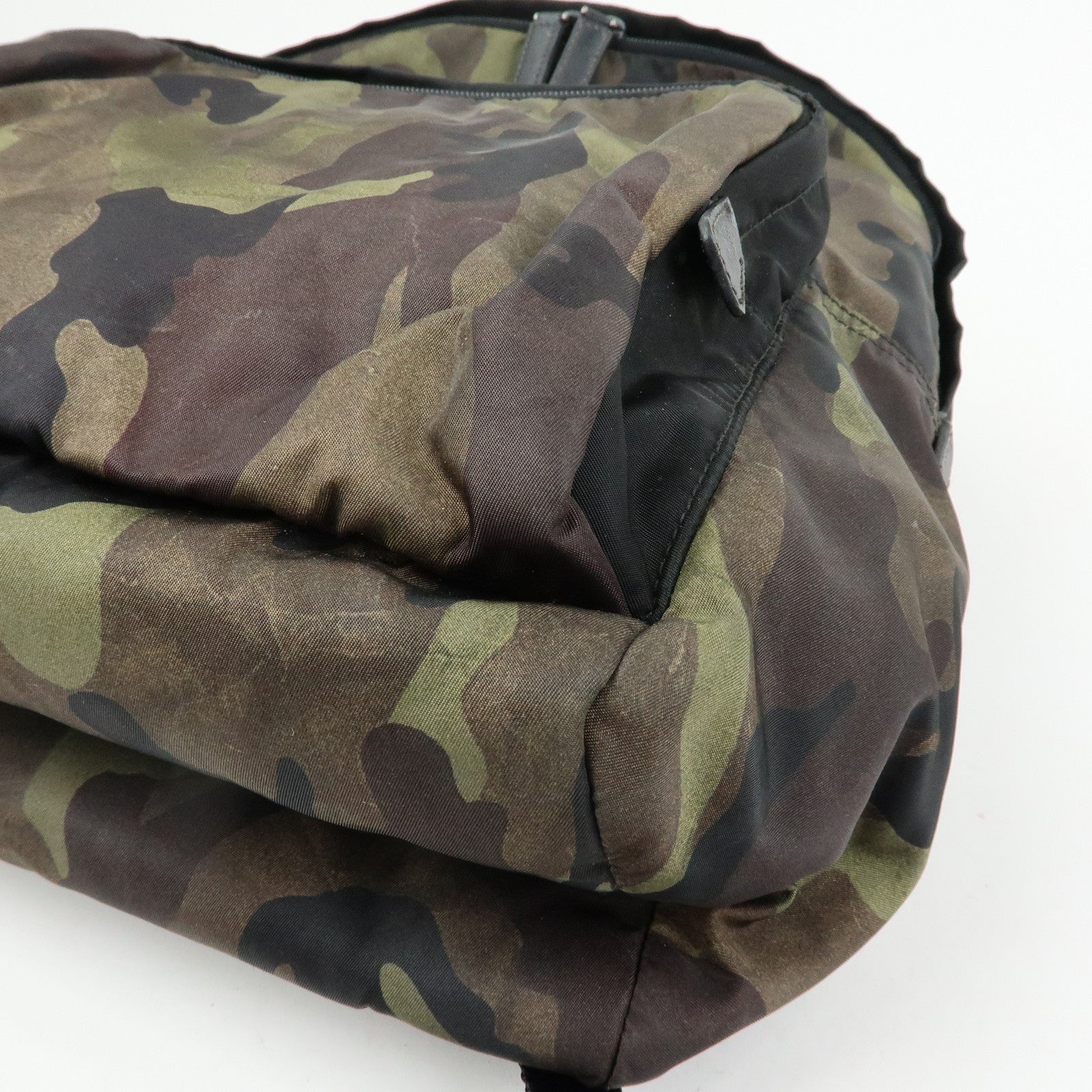 PRADA Triangle Logo Nylon Leather Backpack Camouflage VZ0066