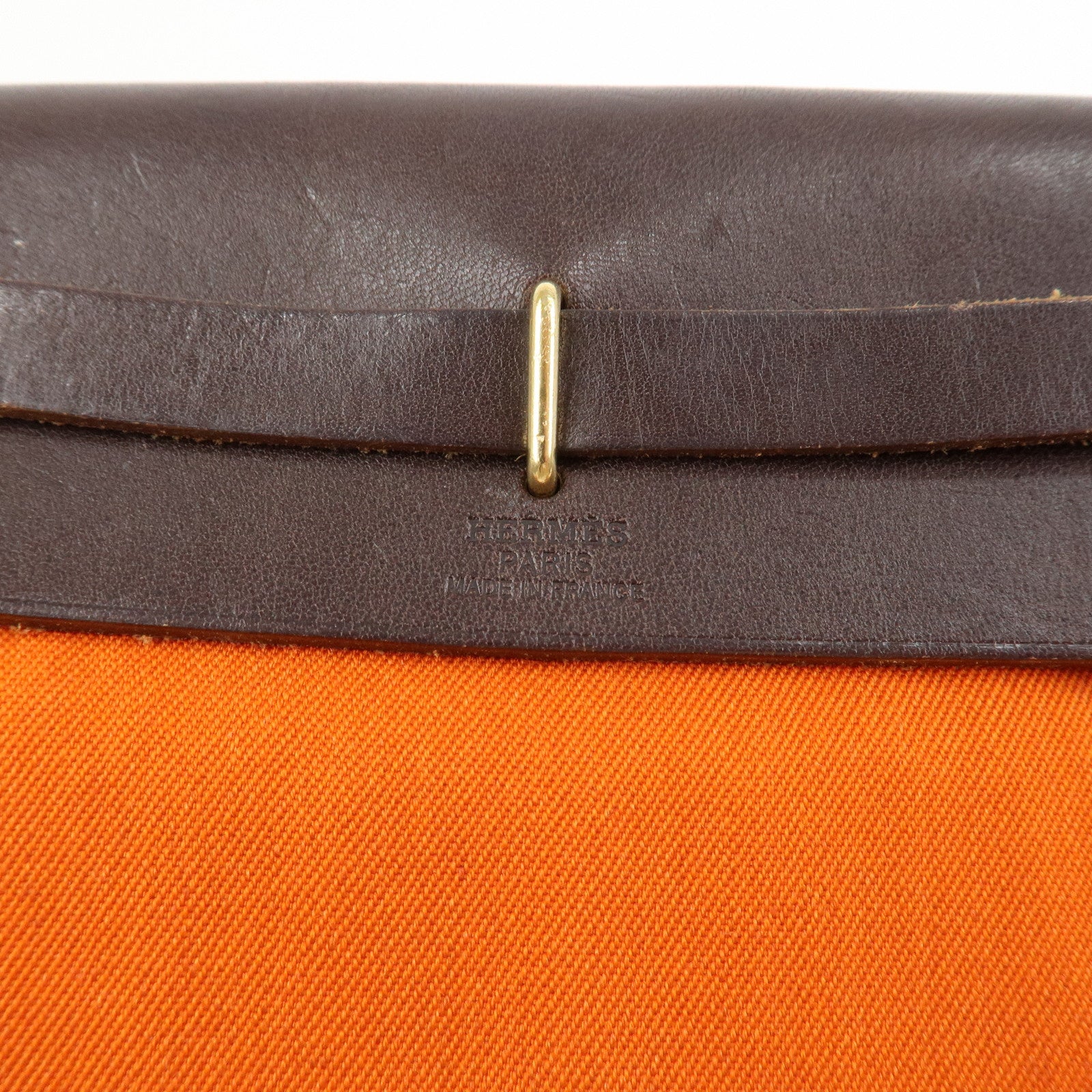HERMES Logo Canvas Leather Herbag TPM Shoulder Bag H Stamped Red