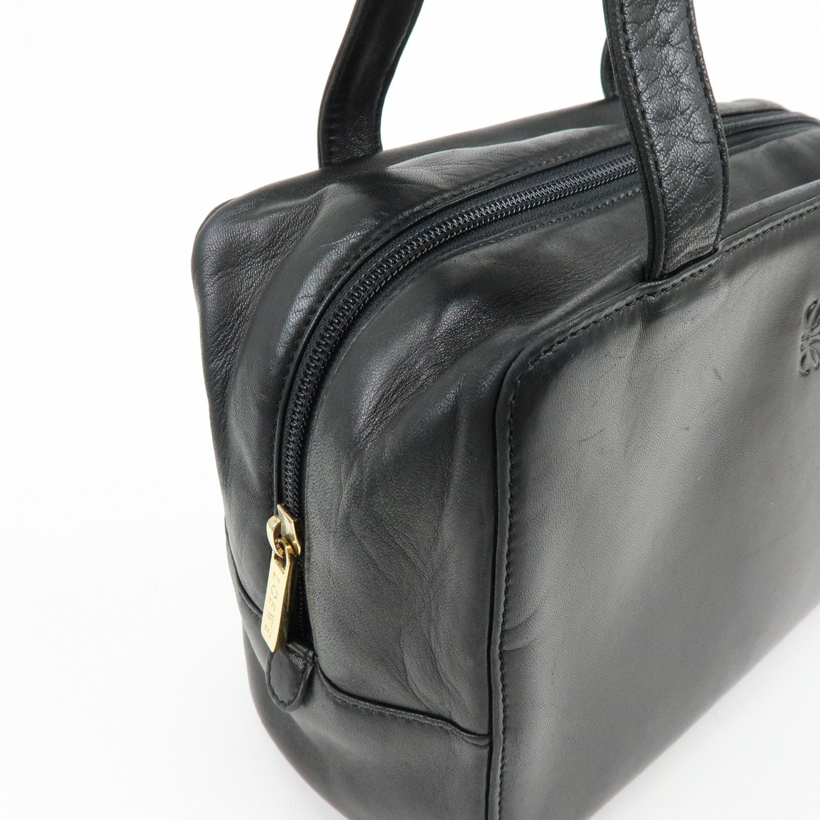 LOEWE Anagram Nappa Leather Hand Bag Tote Bag Black