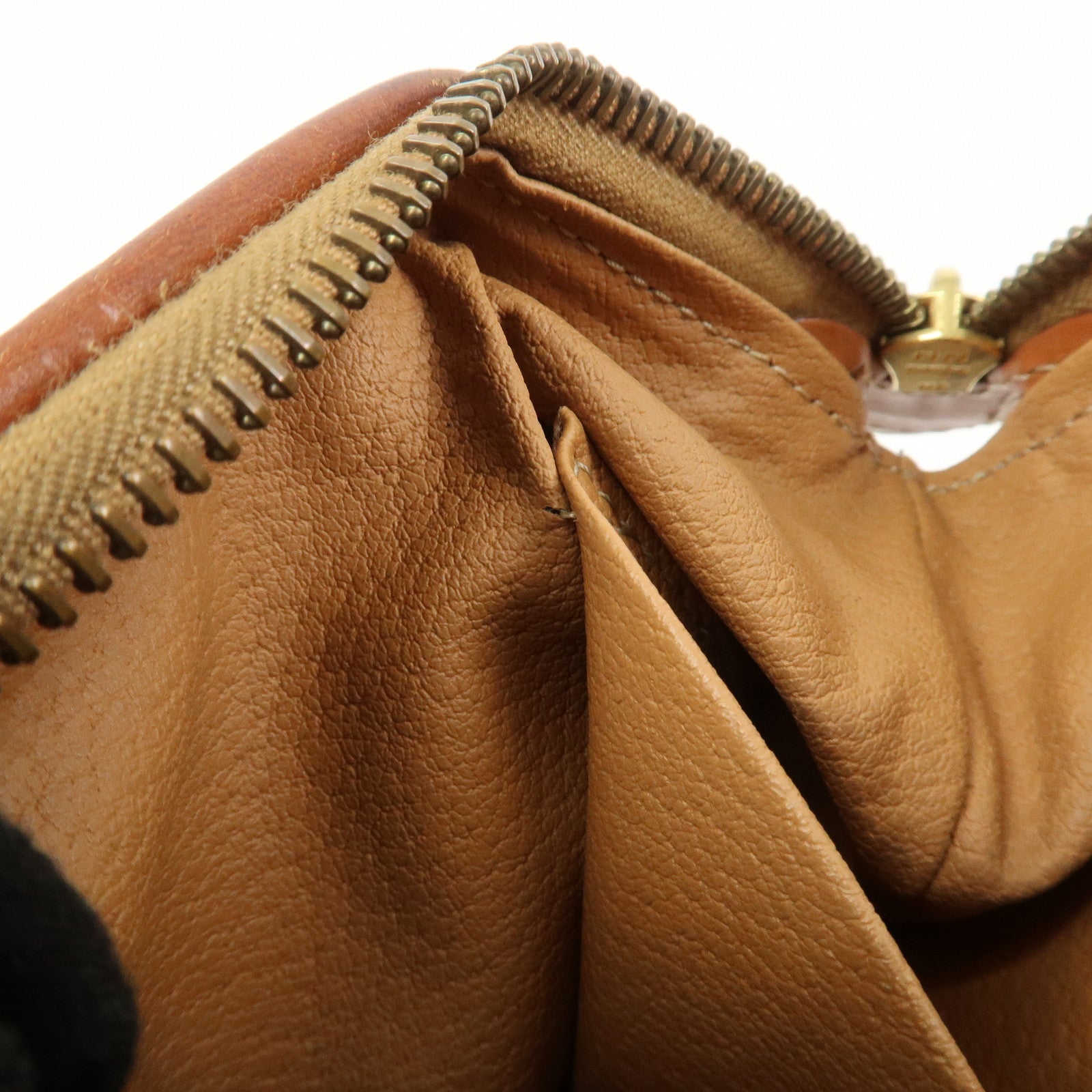 CELINE Macadam PVC Canvas Leather Cosmetic Pouch Brown