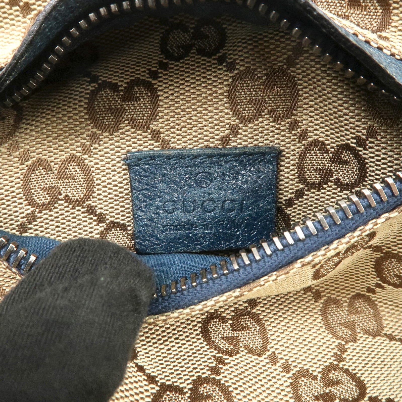 GUCCI Sherry GG Canvas Leather Waist Bag Crossbody Bag Brown 28566