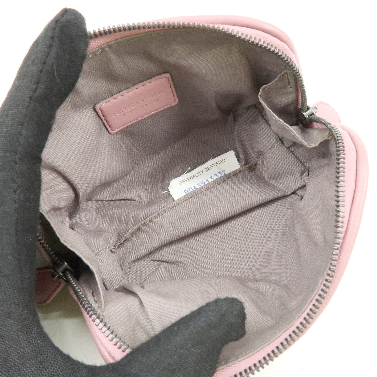 BOTTEGA VENETA Intrecciato Leather Pouch Cosmetic Pouch Pink