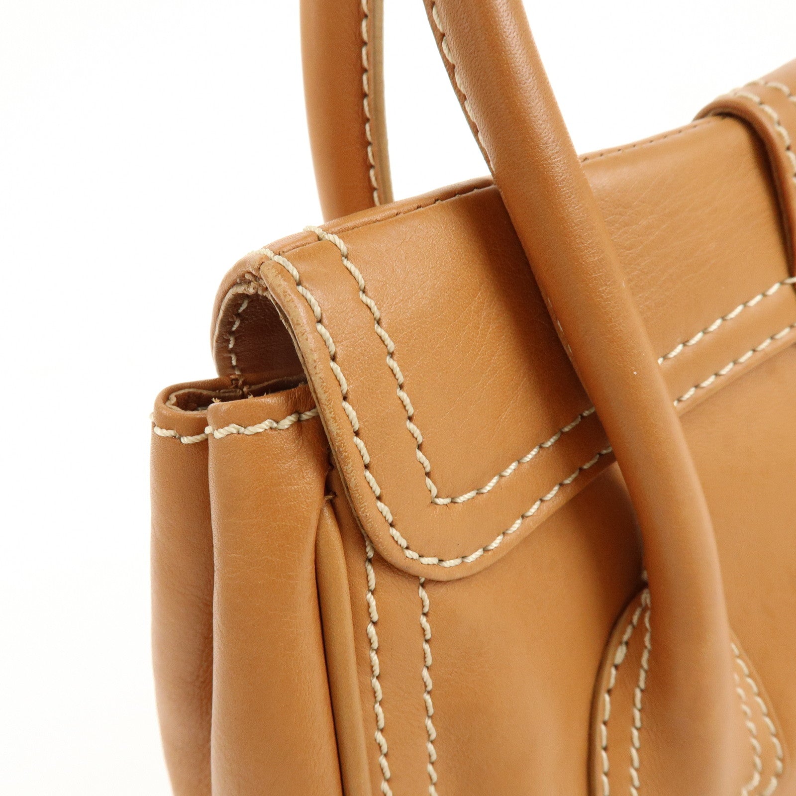 CELINE Chouquette Leather Hand Bag Shoulder Bag Camel