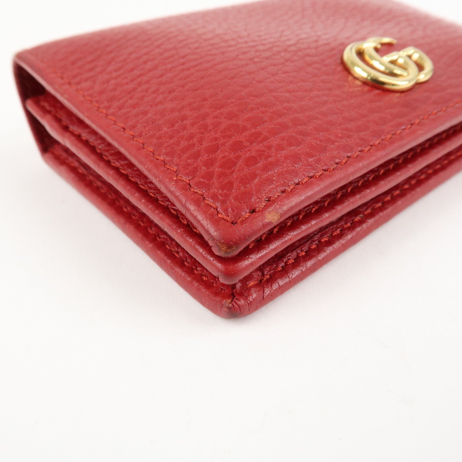 GUCCI GG Marmont Leather Bi-Fold Wallet Red 456126 Used