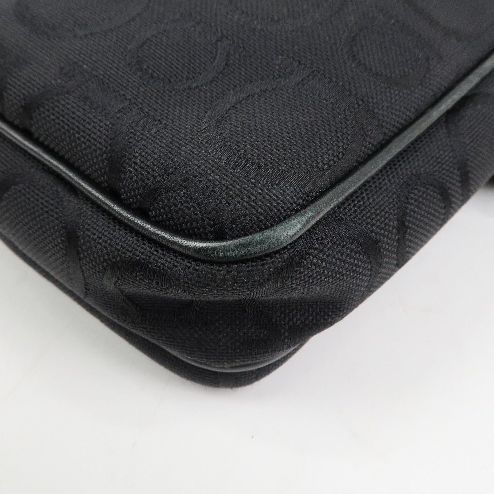 Ferragamo Gancini Logo Canvas Leather Crossbody Shoulder Bag Black