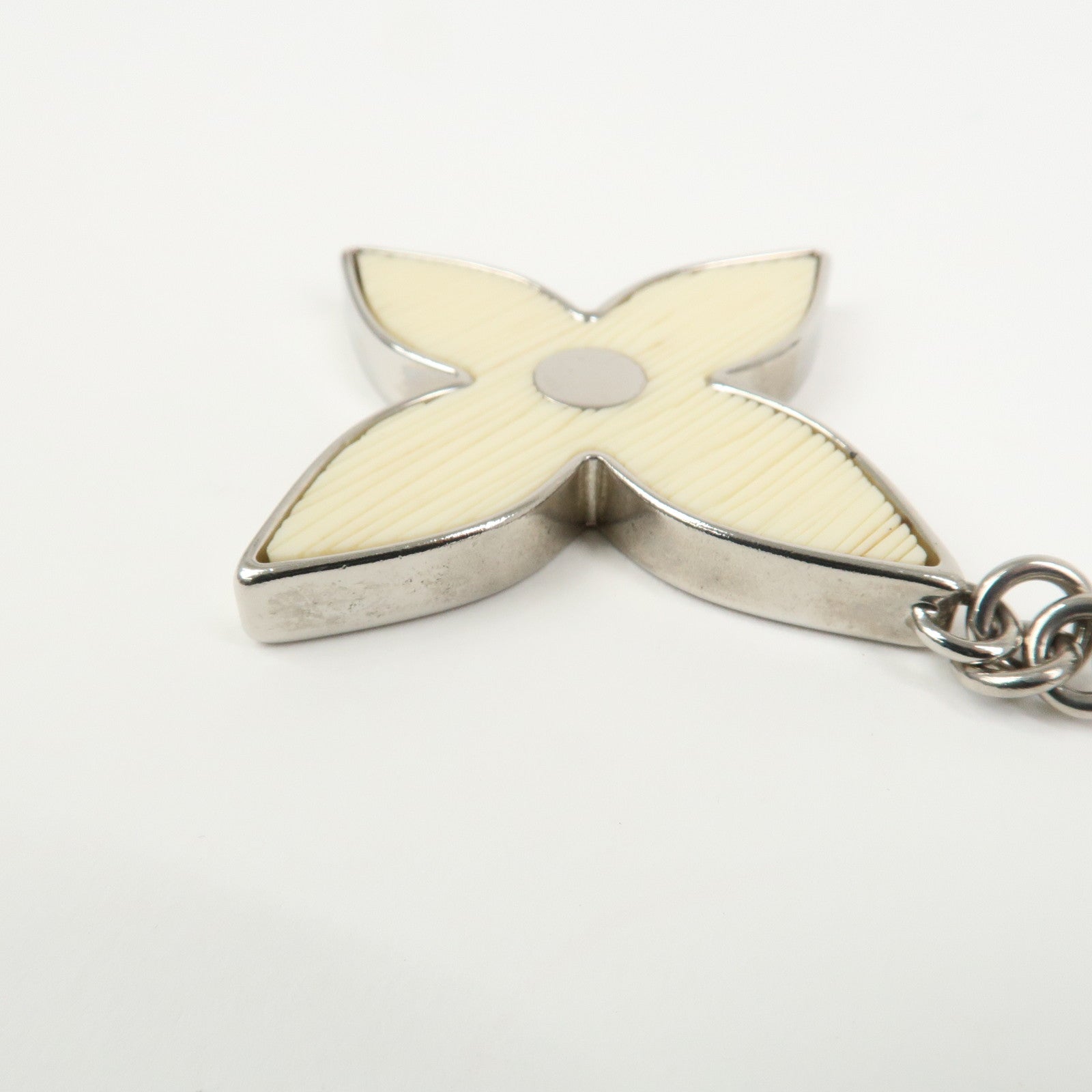 Louis Vuitton Bijoux Sac Fleur de Epi Bag Charm Silver White M65085
