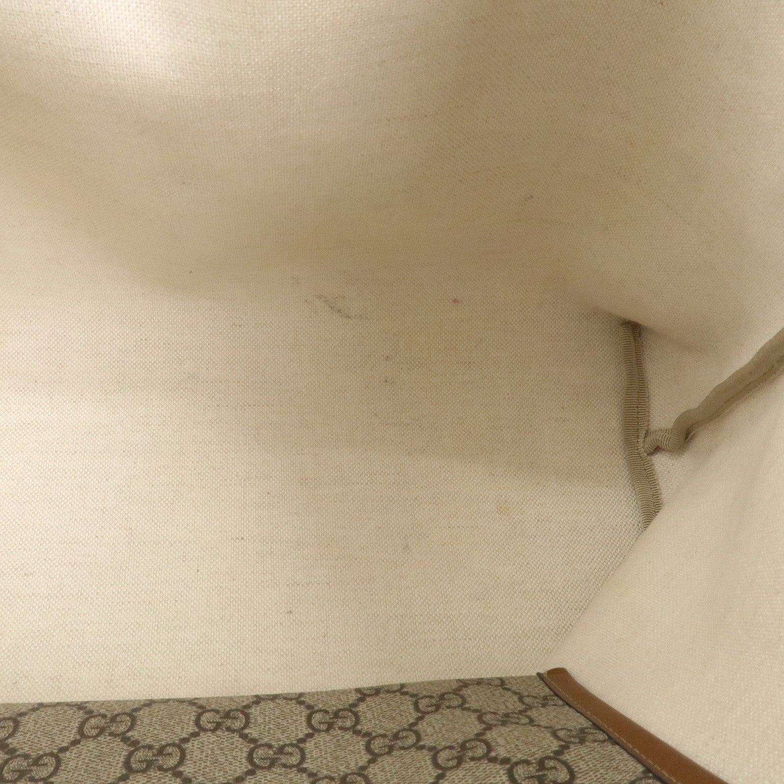 GUCCI GG Supreme Sherry Leather Tote Bag Beige Brown 211134