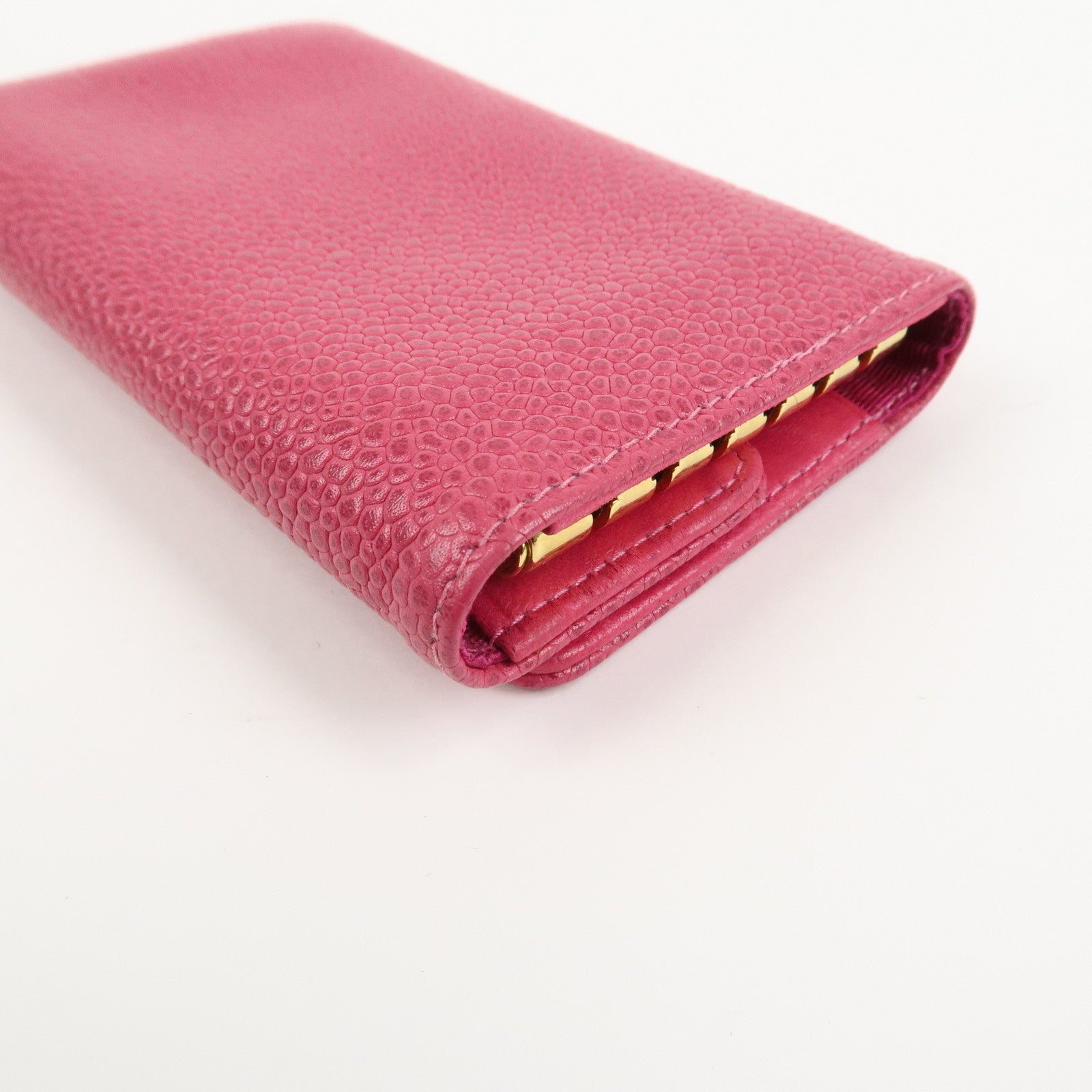 CHANEL COCO Mark Caviarskin 6 Rings Key Case Key Holder Pink A01439