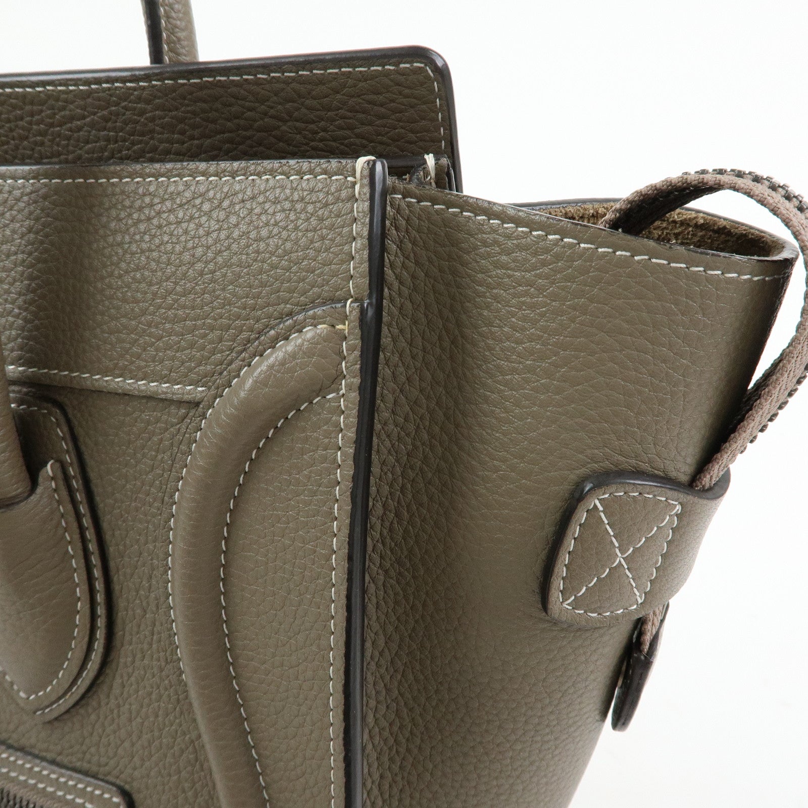 CELINE Luggage Micro Shopper Calf Leather Hand Bag Gray