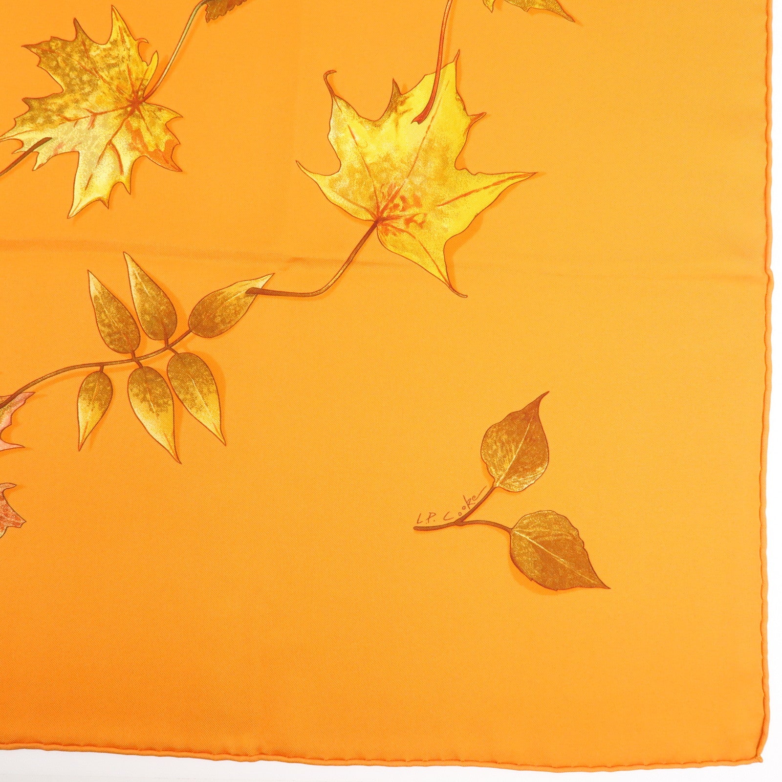 HERMES Carre 90 Silk 100% Scarf A WALK IN THE PARK Orange