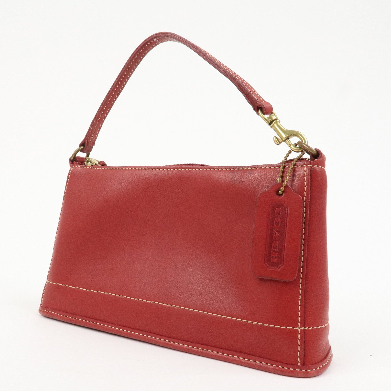 COACH Set Of 3 Leather Canvas Hand Bag Shoulder bag Red Navy White