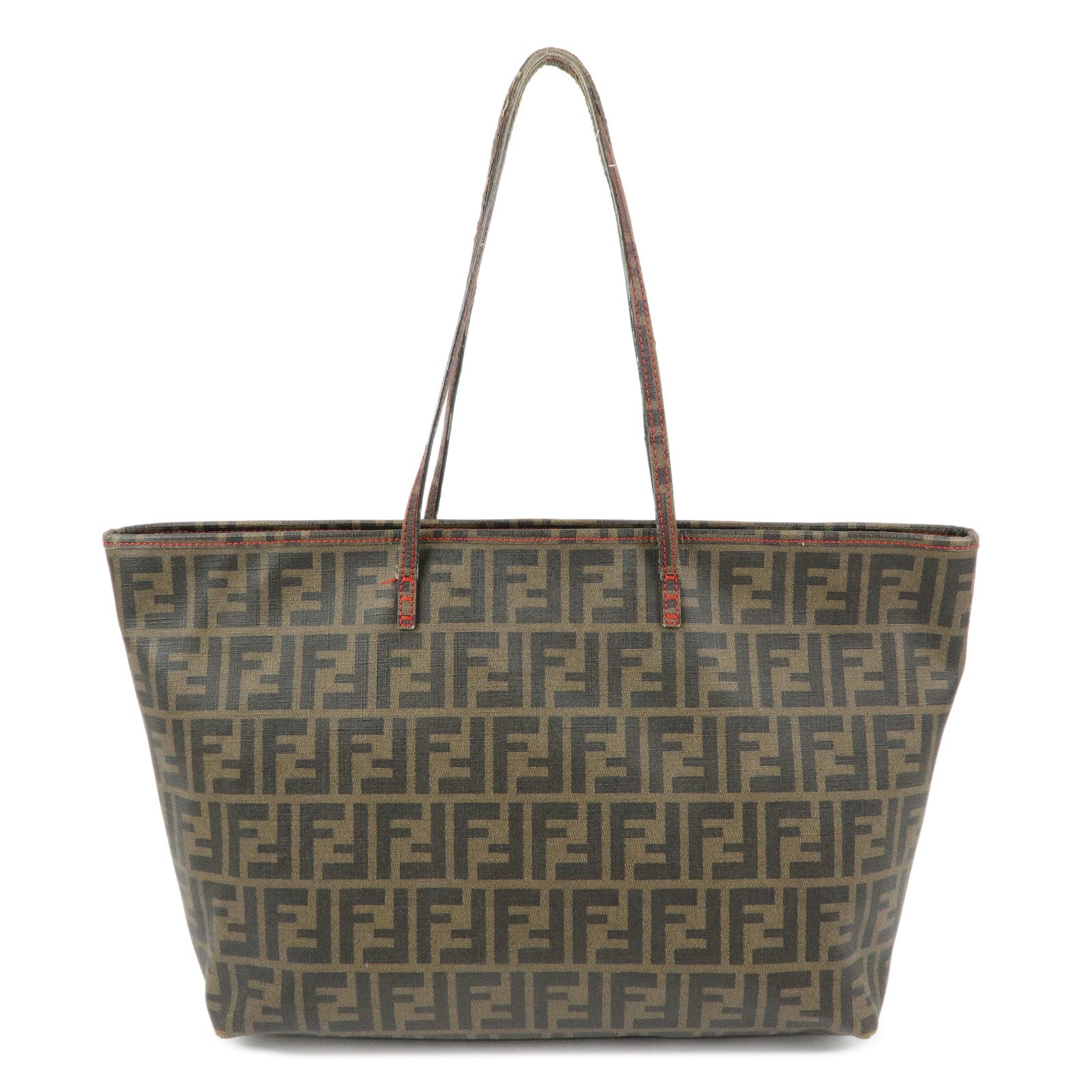 FENDI Zucca PVC Coated Canvas Tote Bag Hand Bag Brown 8BH185