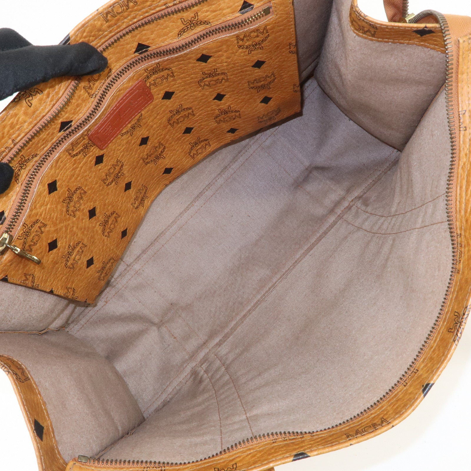 MCM Visetos Leather Shoulder Bag Tote Bag Brown