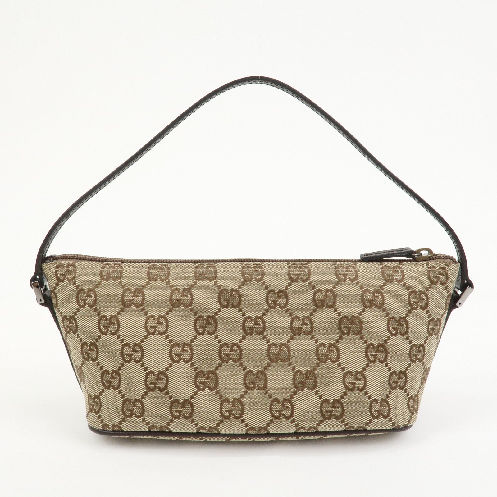 GUCCI Boat Bag GG Canvas Leather Hand Bag Brown 07198