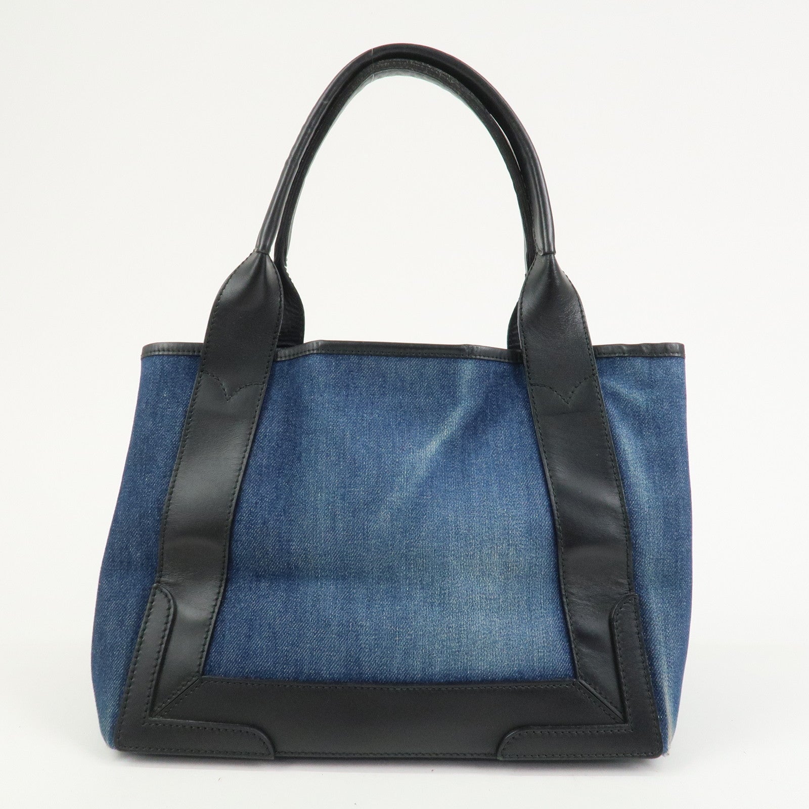 BALENCIAGA Navy Cabas Small Tote Bag Hand Bag Denim Black 339933