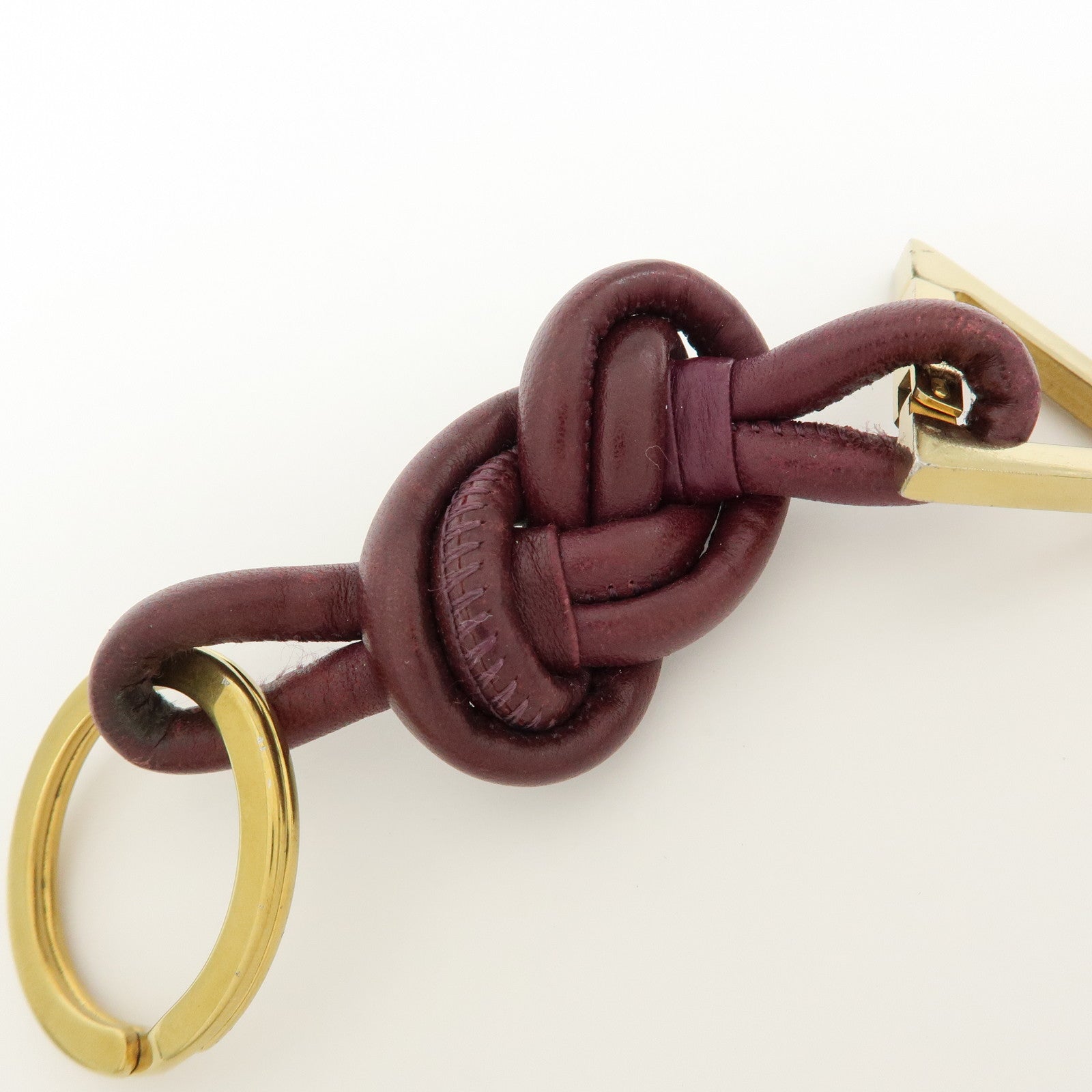 BOTTEGA VENETA Nappa Leather Metal Bag Charm Key Chain Bordeaux