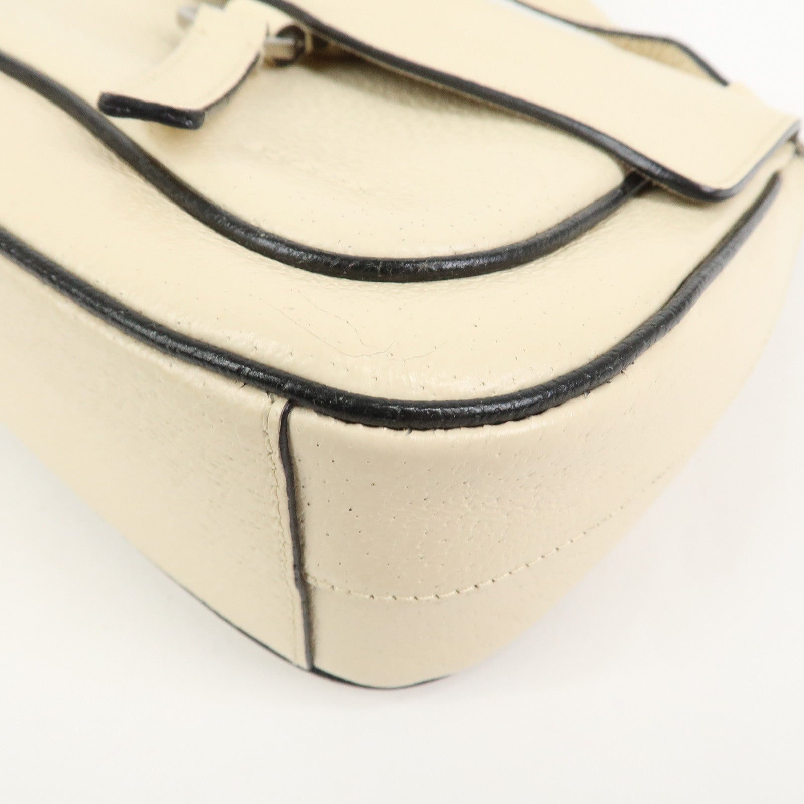 PRADA Logo Leather Shoulder Bag Hand Bag Ivory