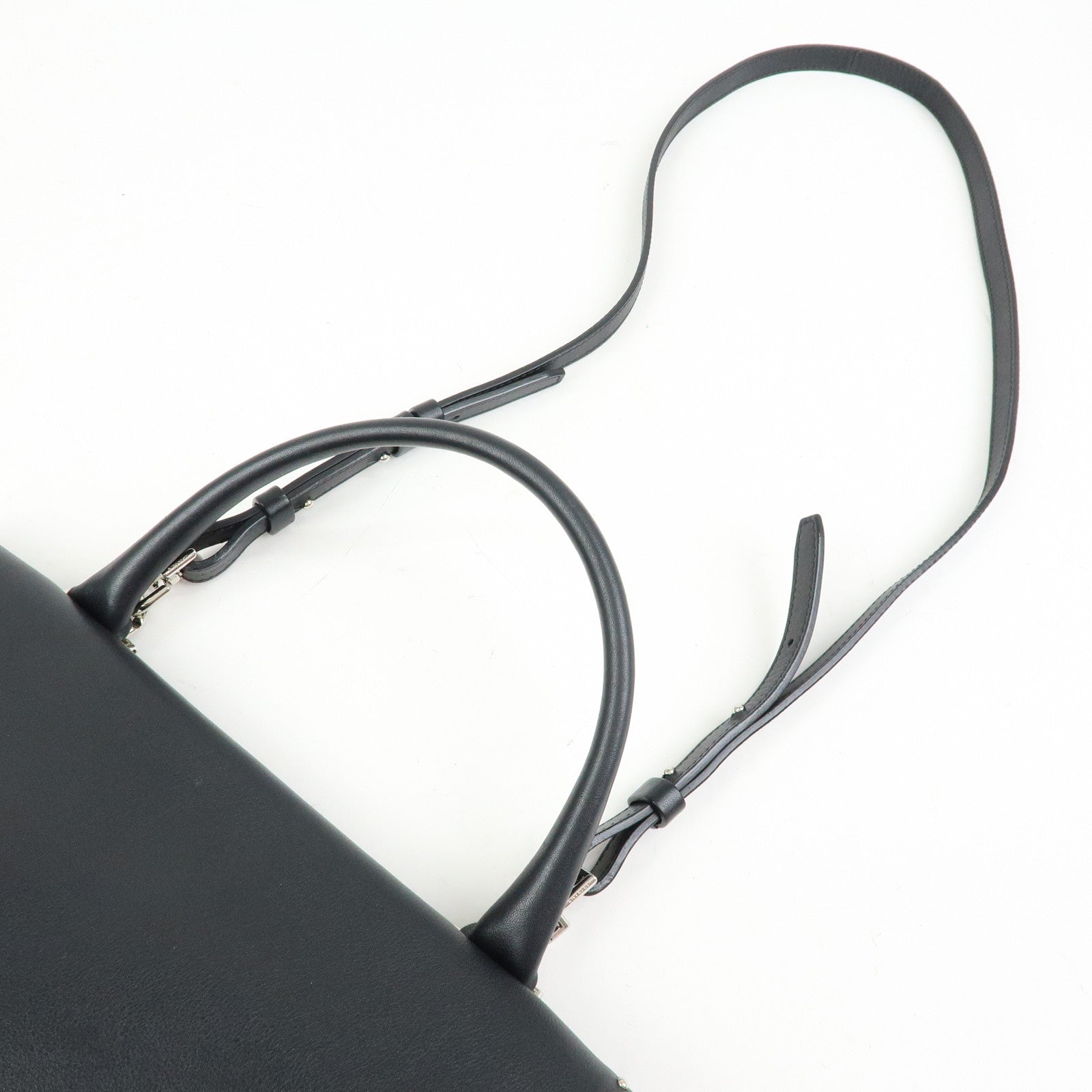 GIVENCHY Shark Studs Leather 2Way Bag Hand Shoulder Bag Black