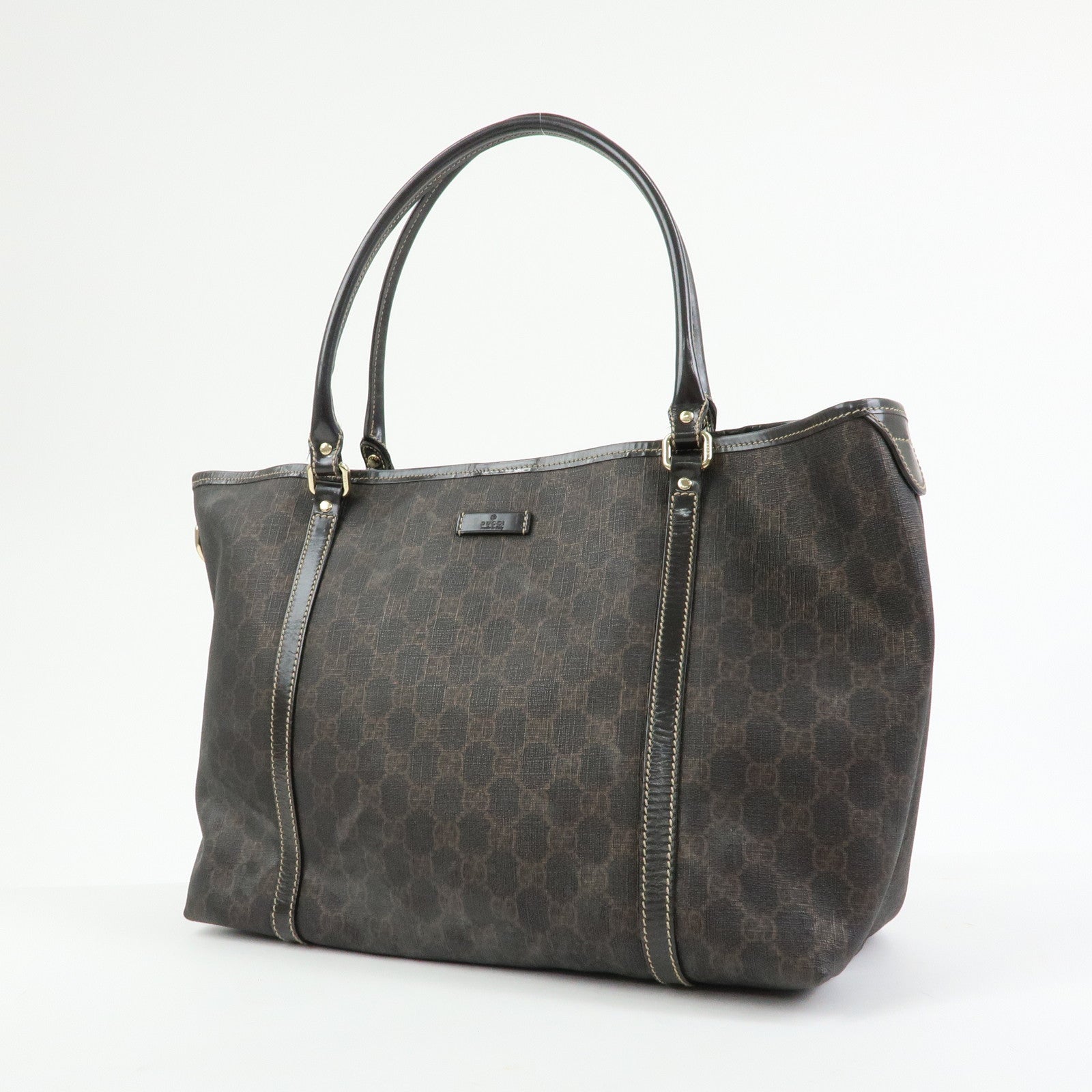 GUCCI GG Supreme Patent Leather Tote Bag Shoulder Bag Brown 197953