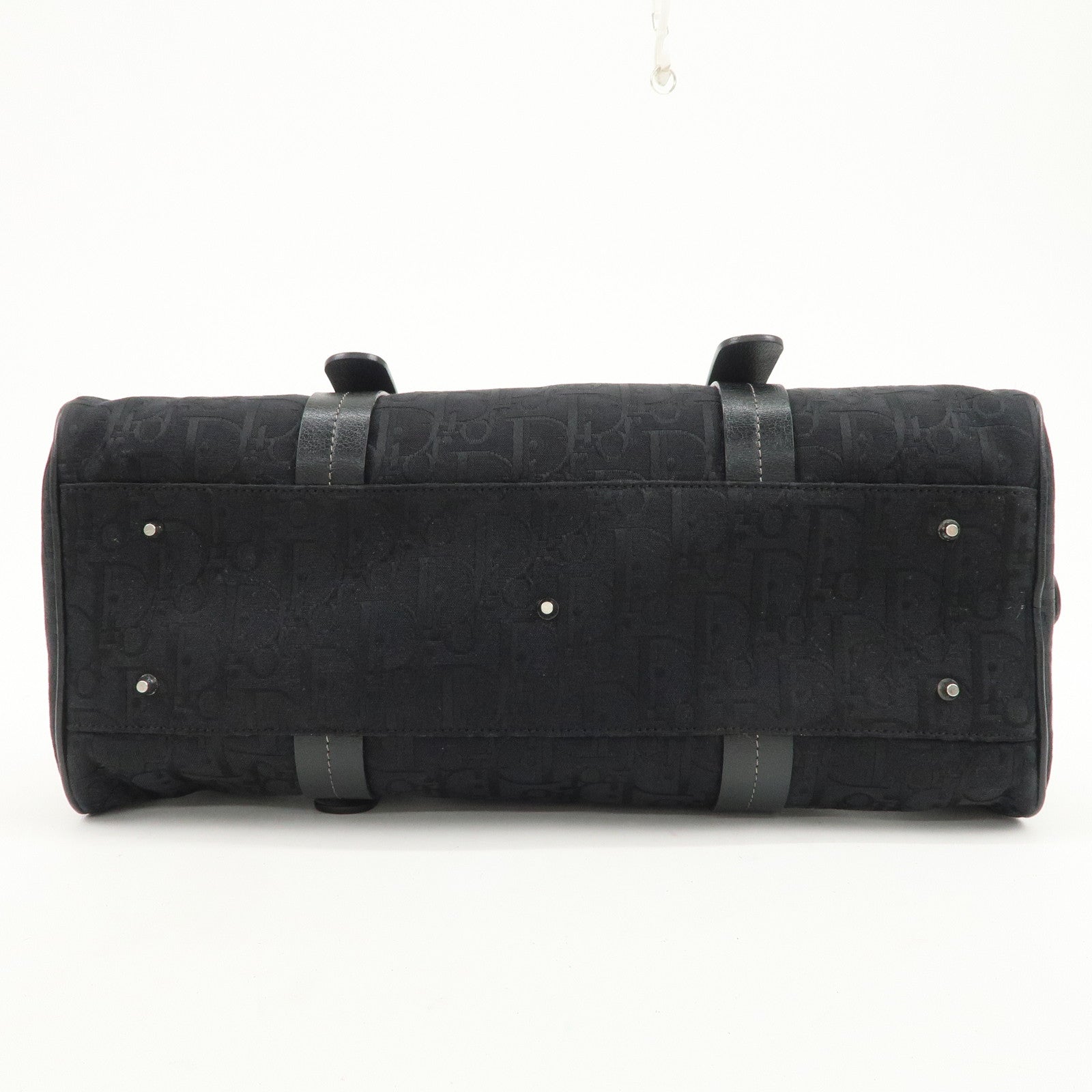 Christian Dior Trotter Canvas Leather Boston Bag Hand Bag Black