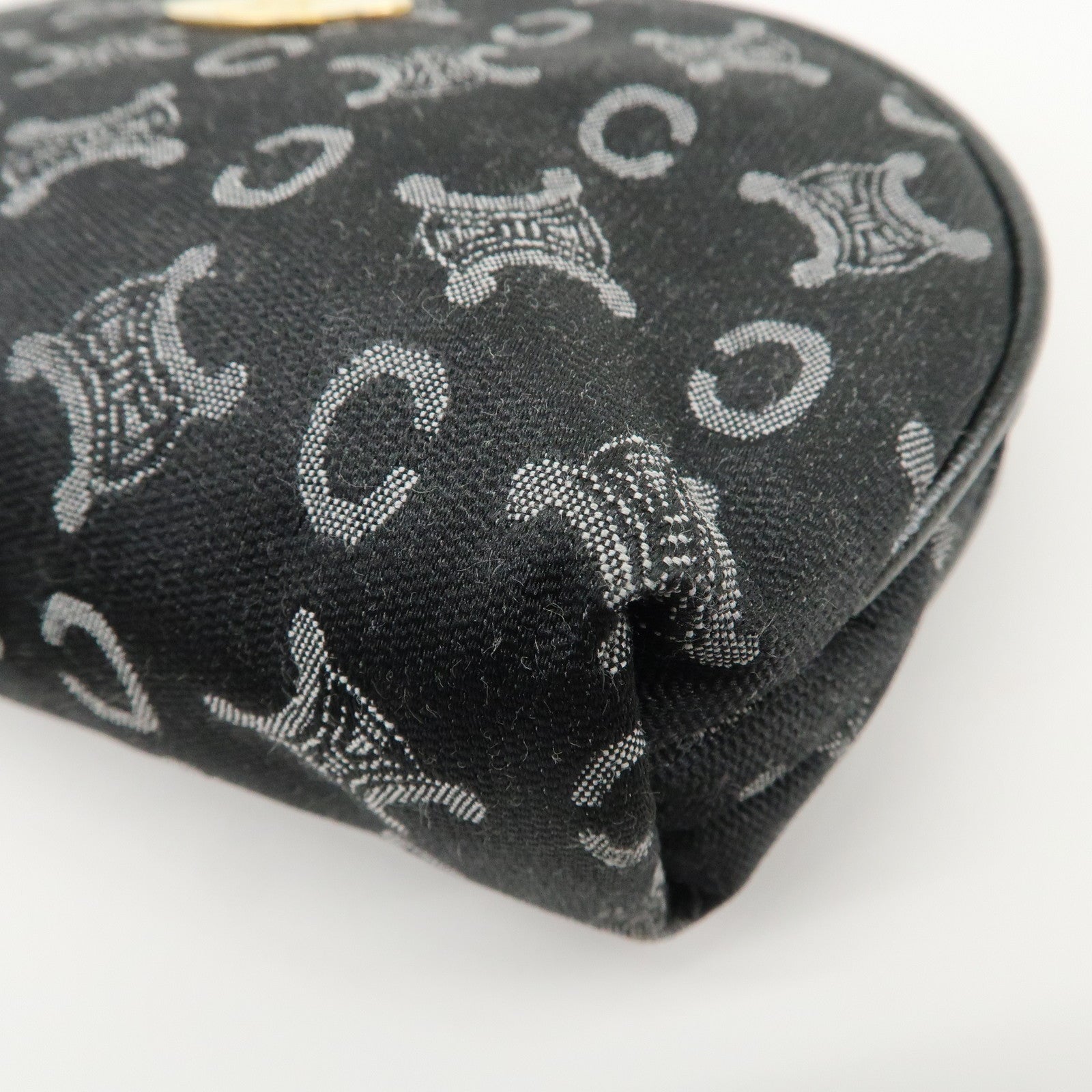 CELINE C Macadam Logo Canvas Leather Cosmetic Pouch Black