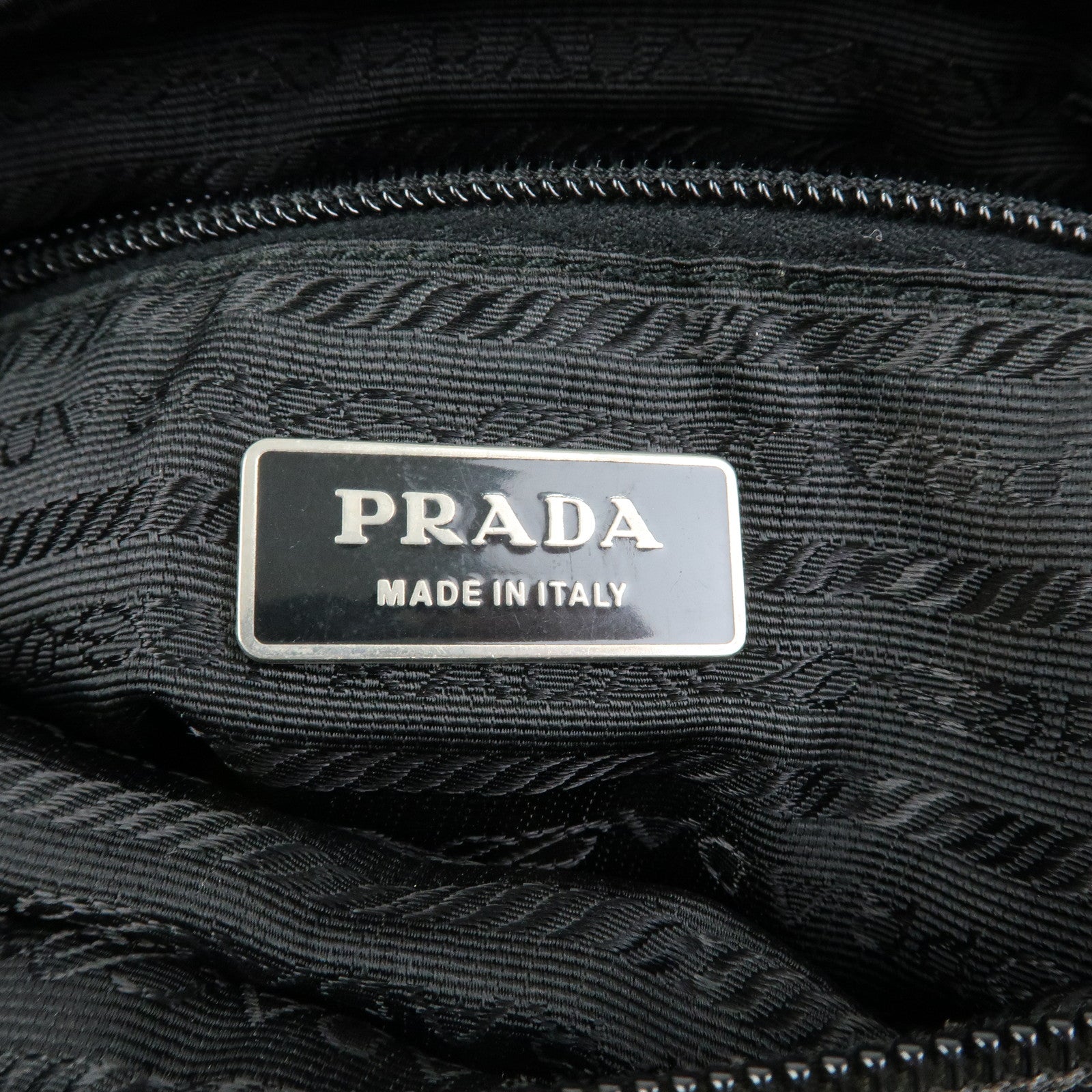 PRADA Triangle Logo Nylon Saffiano Leather Shoulder Bag Black
