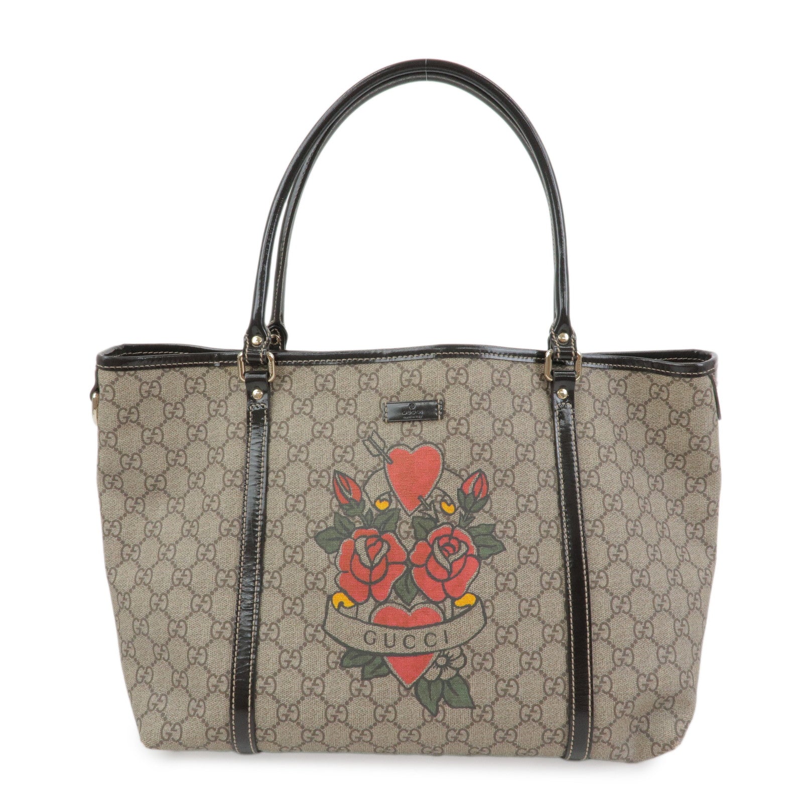 GUCCI GG Supreme Patent Leather Tote Bag Shoulder Bag 197953