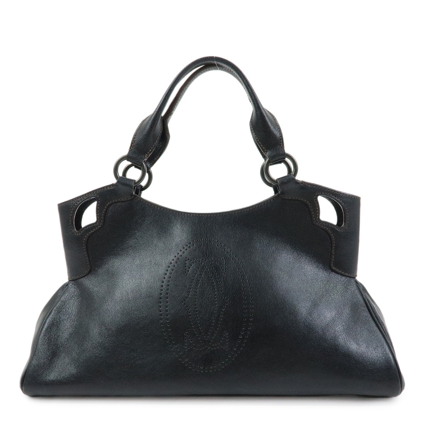 Cartier Marcello de Cartier Leather Hand Bag Tote Bag Black
