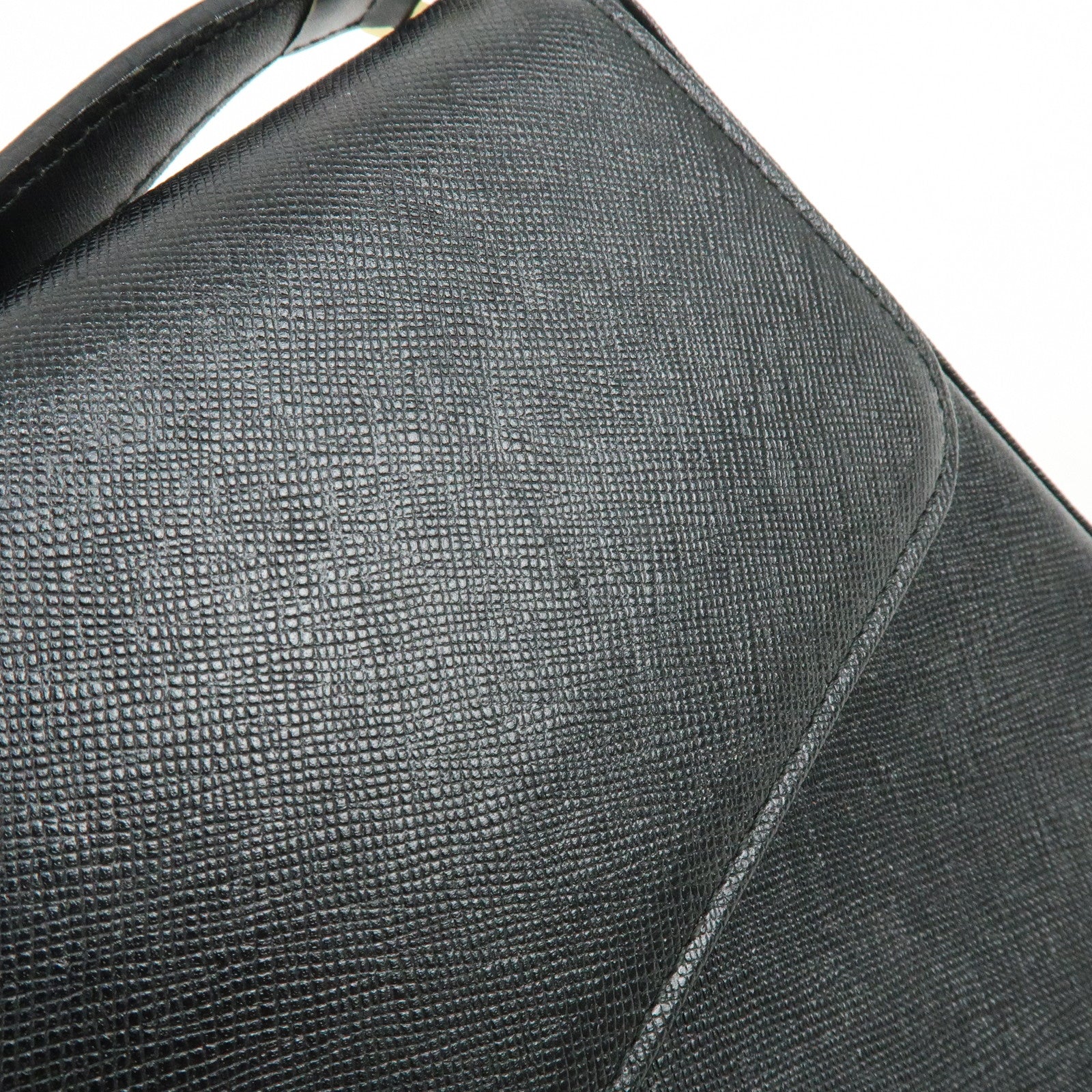 BURBERRY Logo Leather Flap Shoulder Bag Hand Bag Black