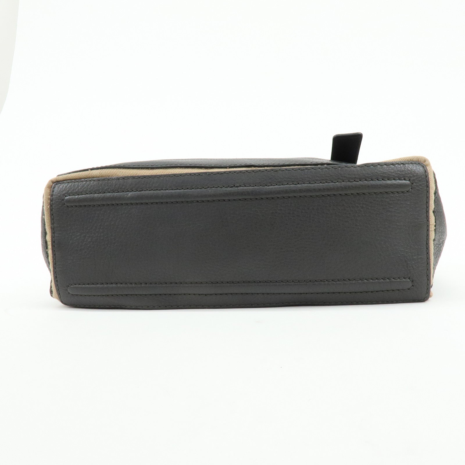 SAINT LAURENT PARIS Muse Leather Canvas Shoulder Bag Dark Brown