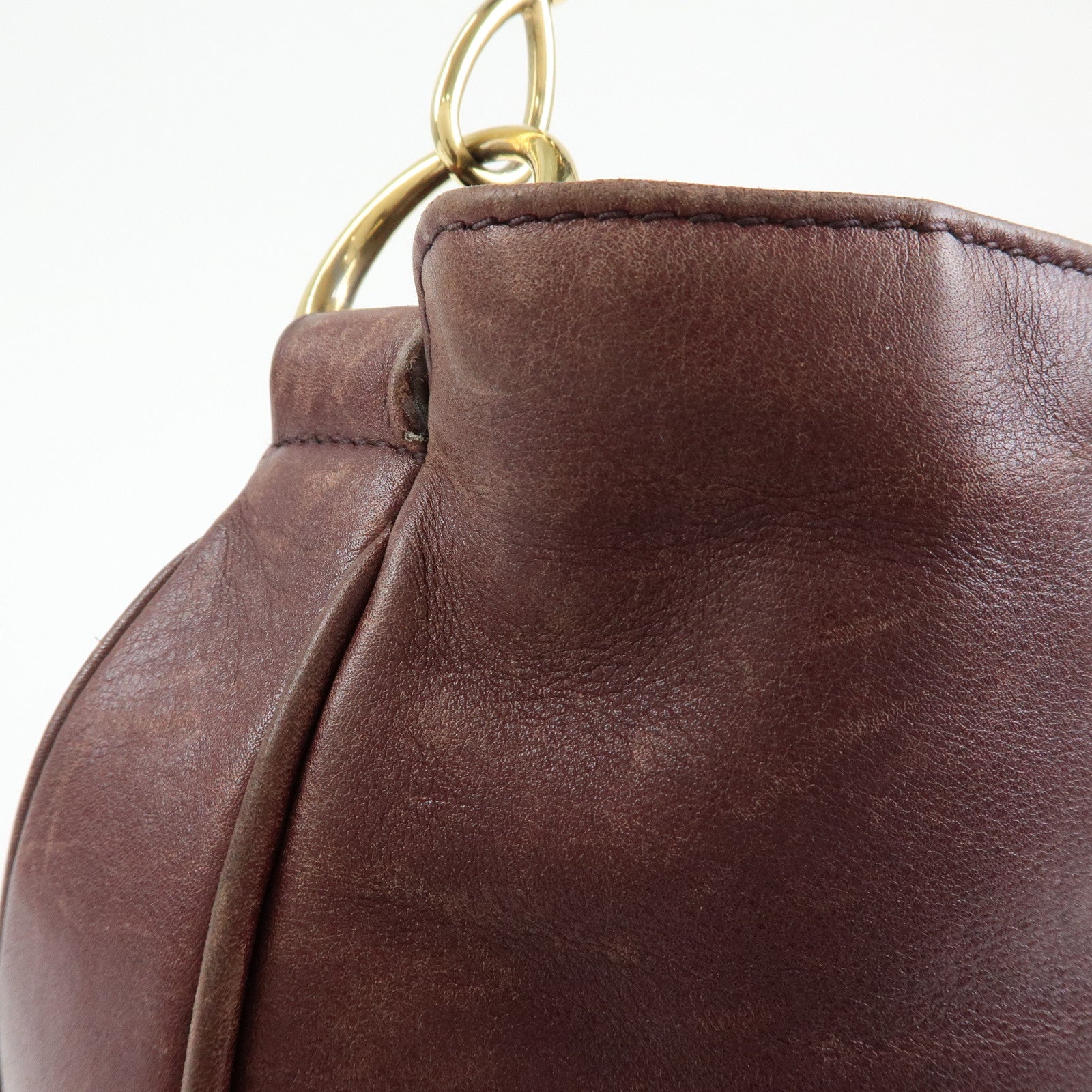 GUCCI Bamboo Leather 2Way Bag Hand Shoulder Bag Bordeaux 001・1577