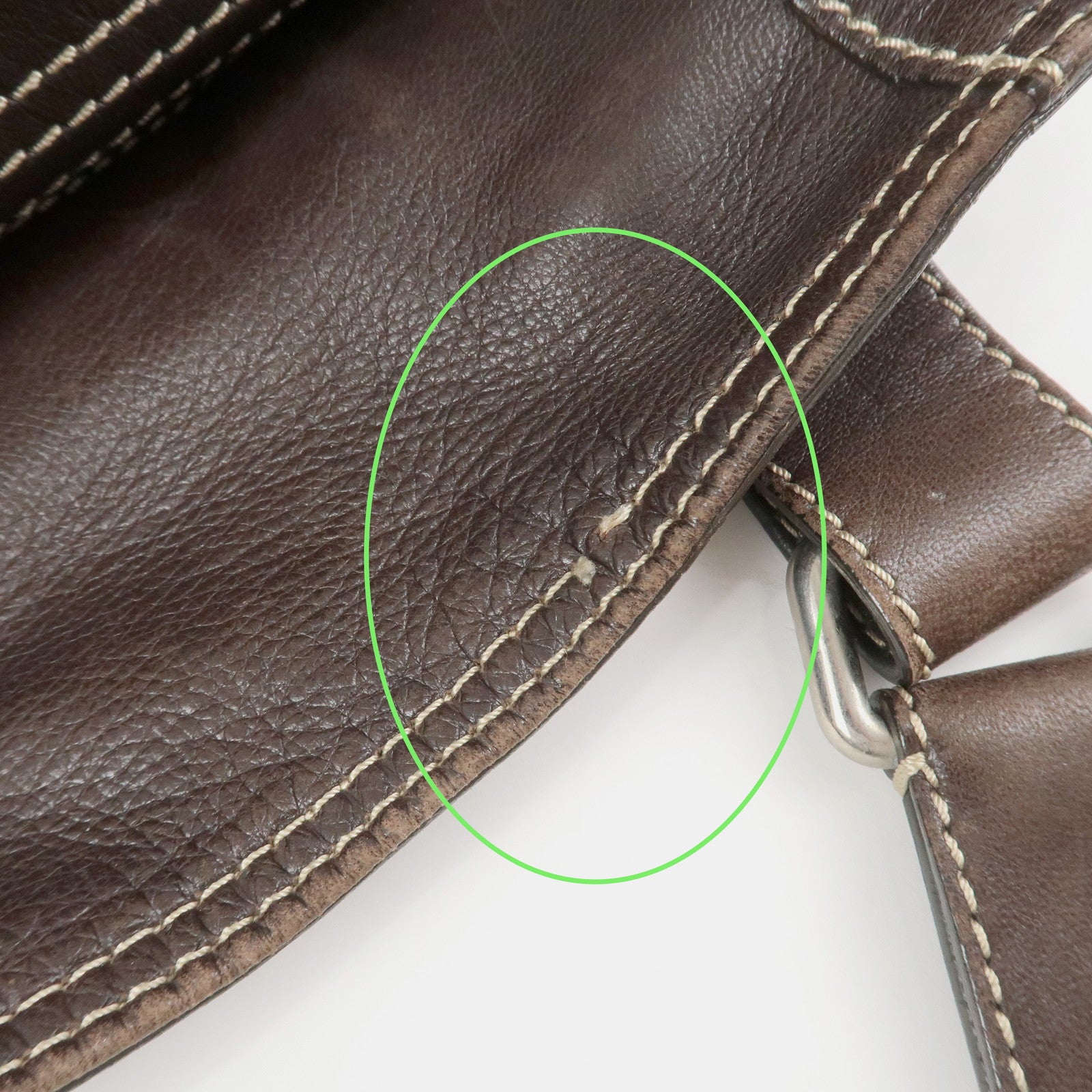 Chloe Patsy Studs Logo Leather Tote Bag Shoulder Bag Brown Used