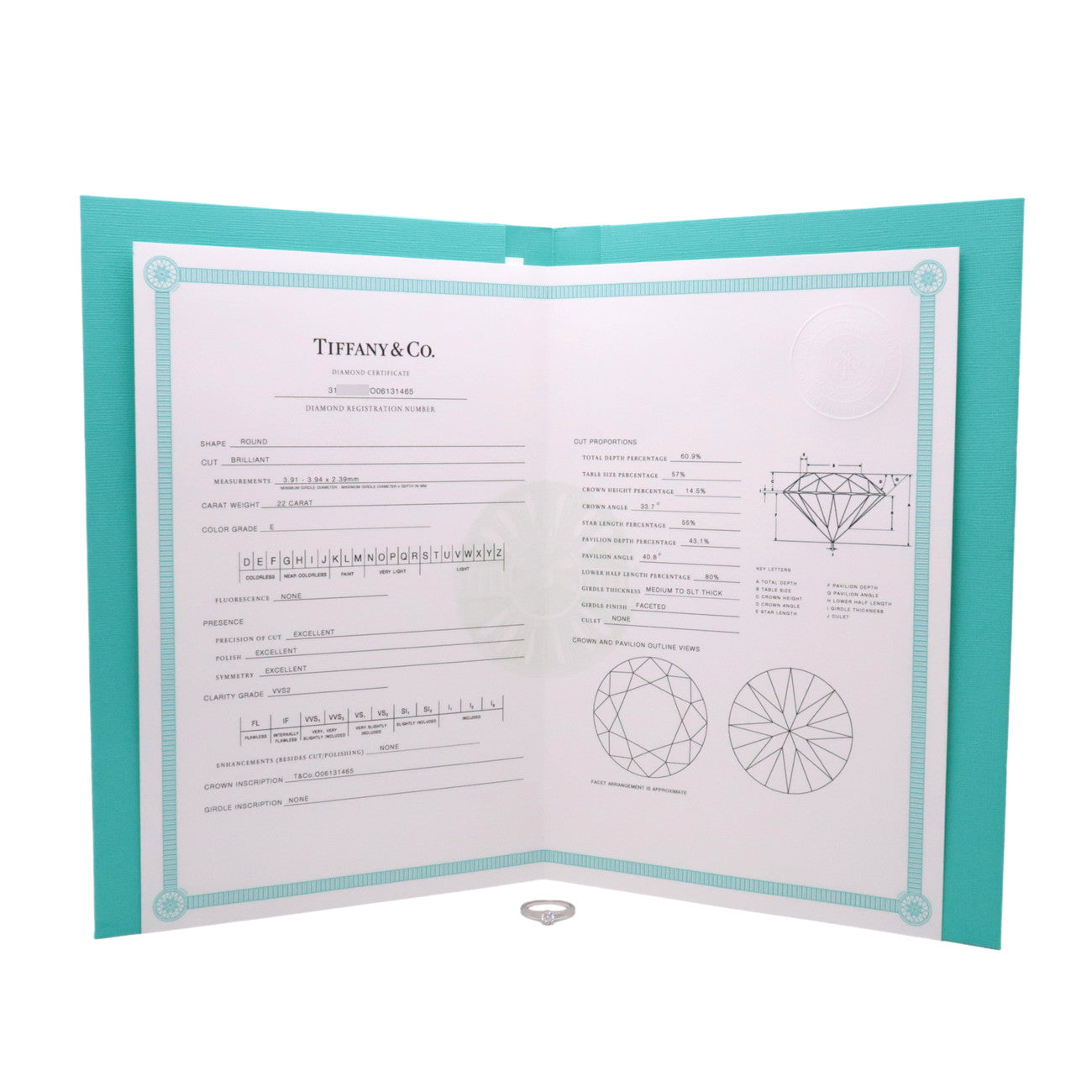 Tiffany & Co Solitaire Diamond Ring 0.22ct PT950 US4.5 EU48 HK9