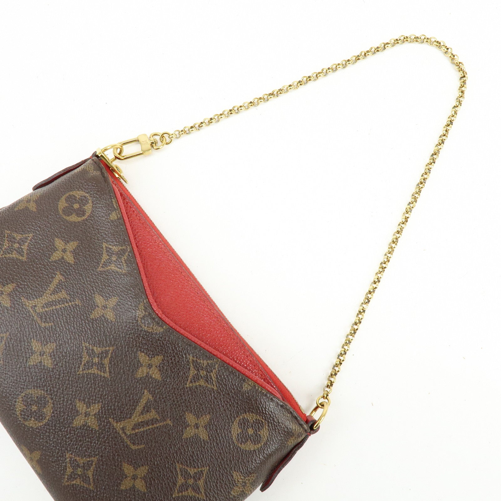 Louis Vuitton Monogram Pallas 2Way Chain Bag Clutch Cerise M41638