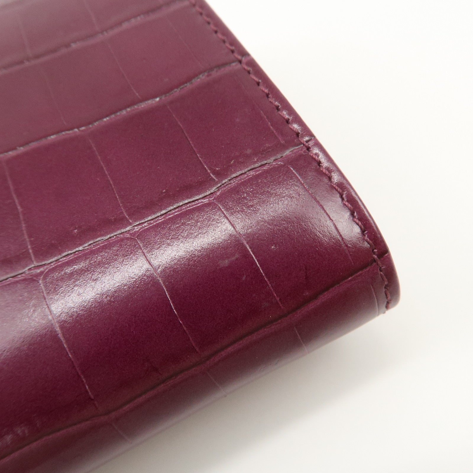 Ferragamo Gancini Vara Leather Wallet Set Of 2 Black Purple Used