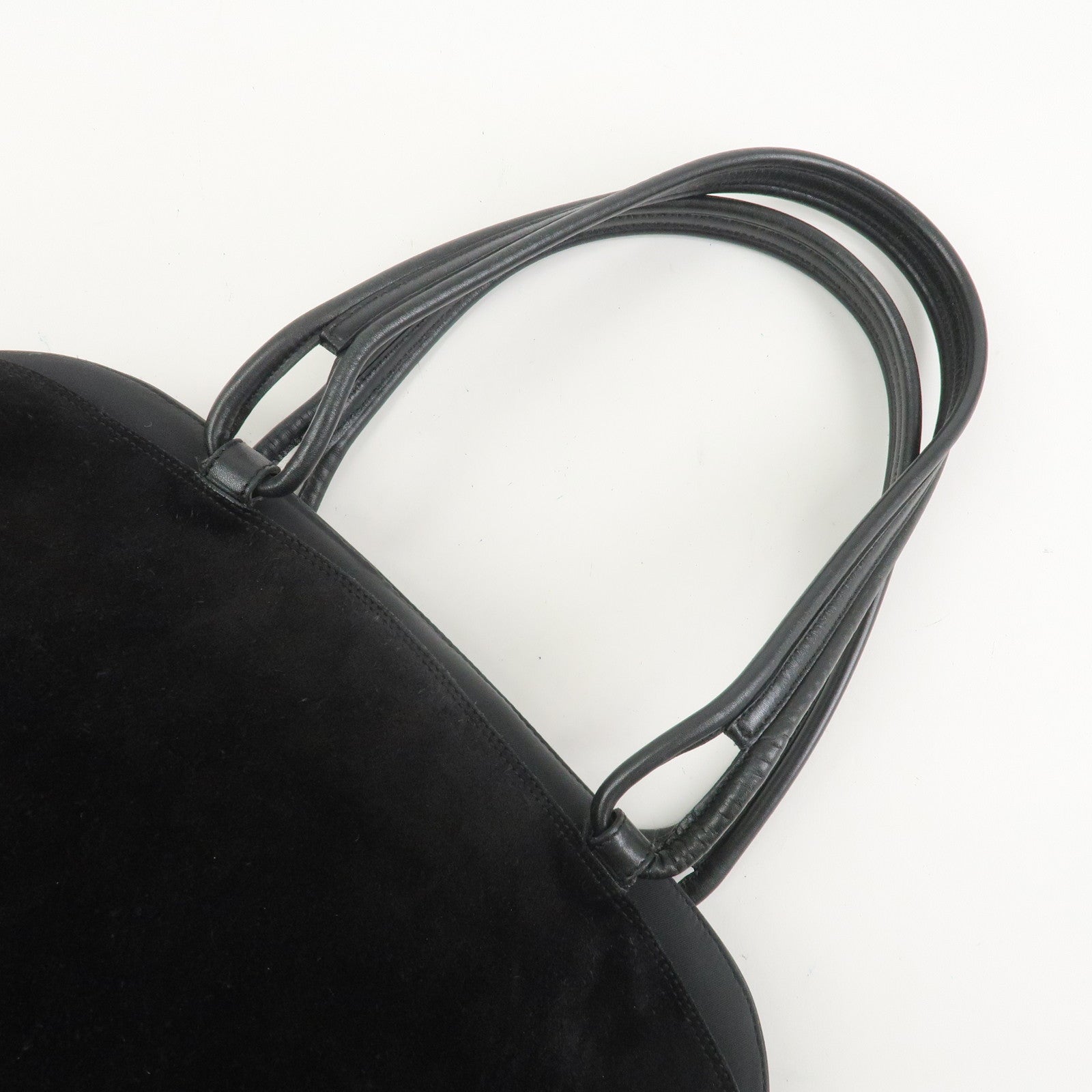 Ferragamo Gancini Suede Nylon Leather Shoulder Bag Hand Bag Black