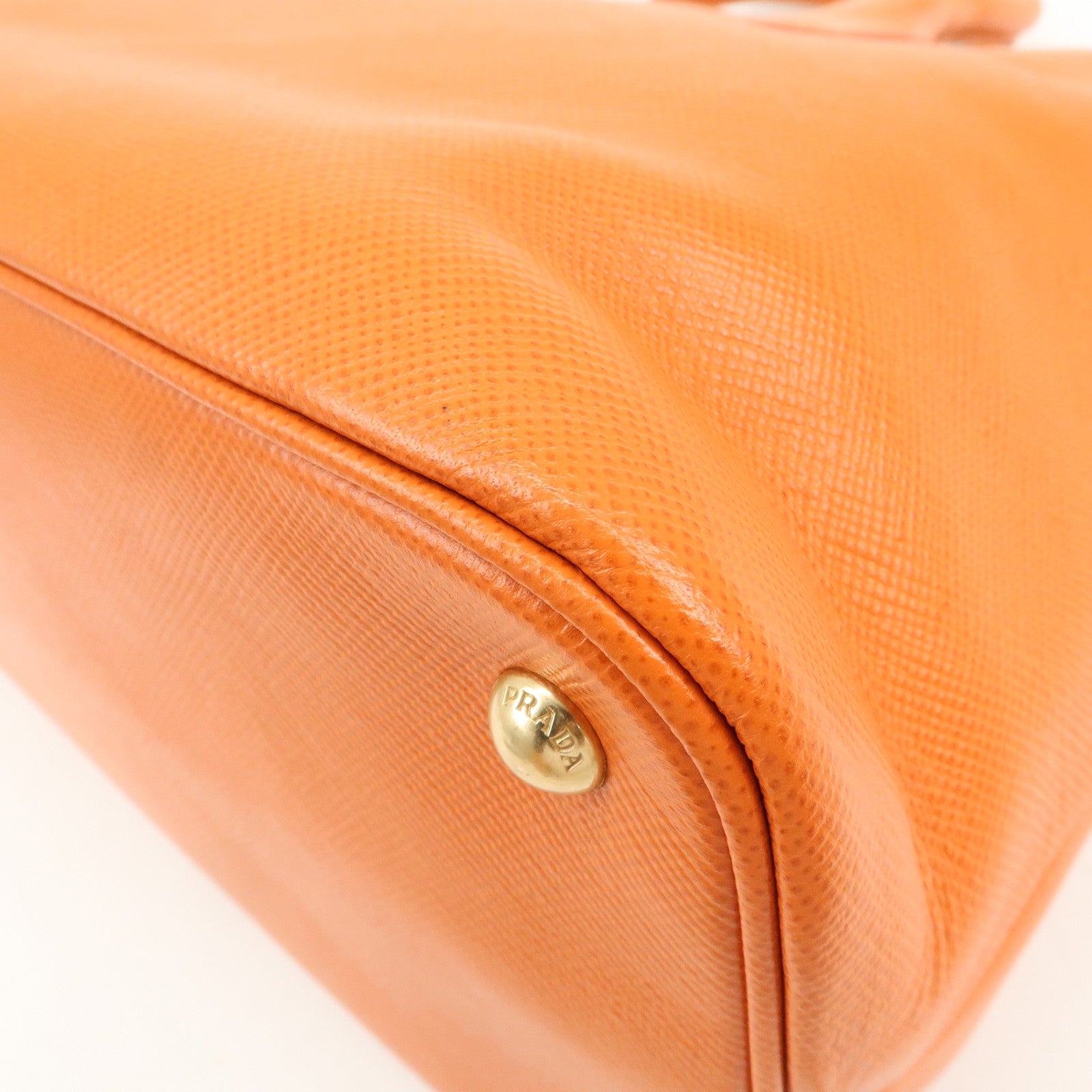 PRADA Logo Saffiano Leather Hand Bag Orange BN2560