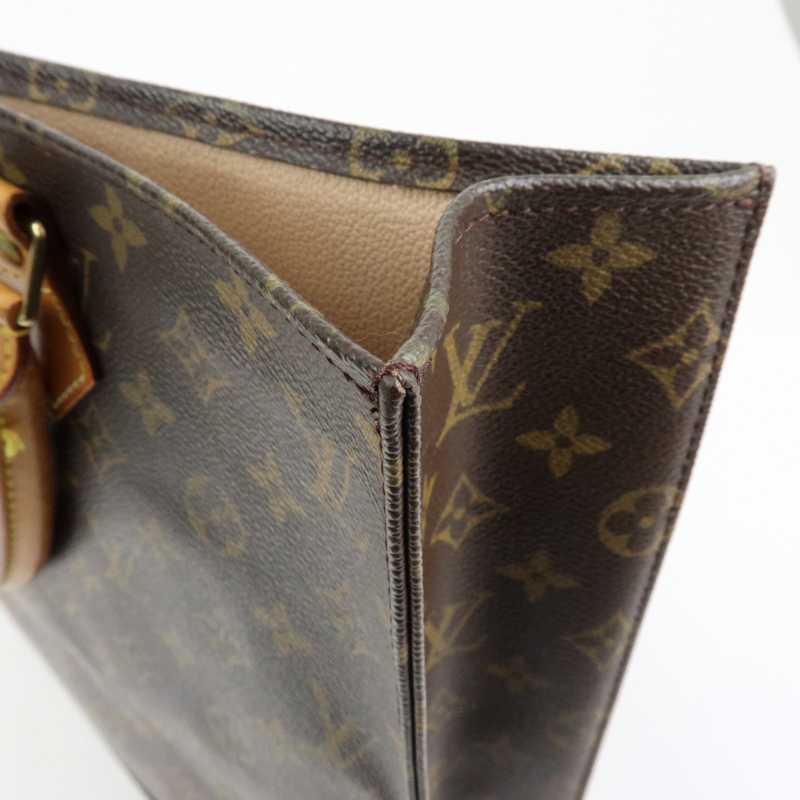 Louis Vuitton Monogram Sac Plat Tote Bag Hand Bag Brown M51140