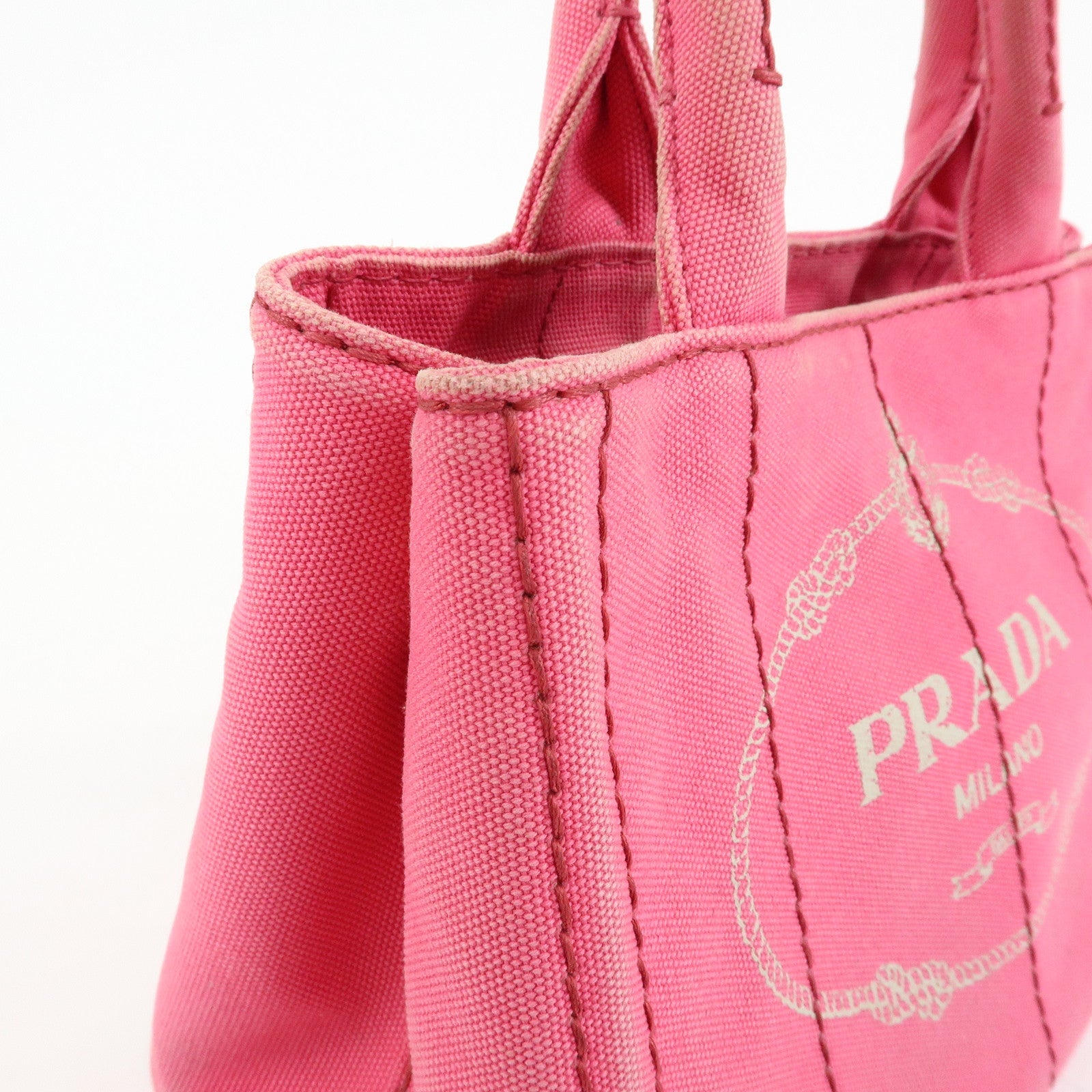 PRADA Canapa Mini Canvas 2Way Bag Hand Bag Pink 1BG439