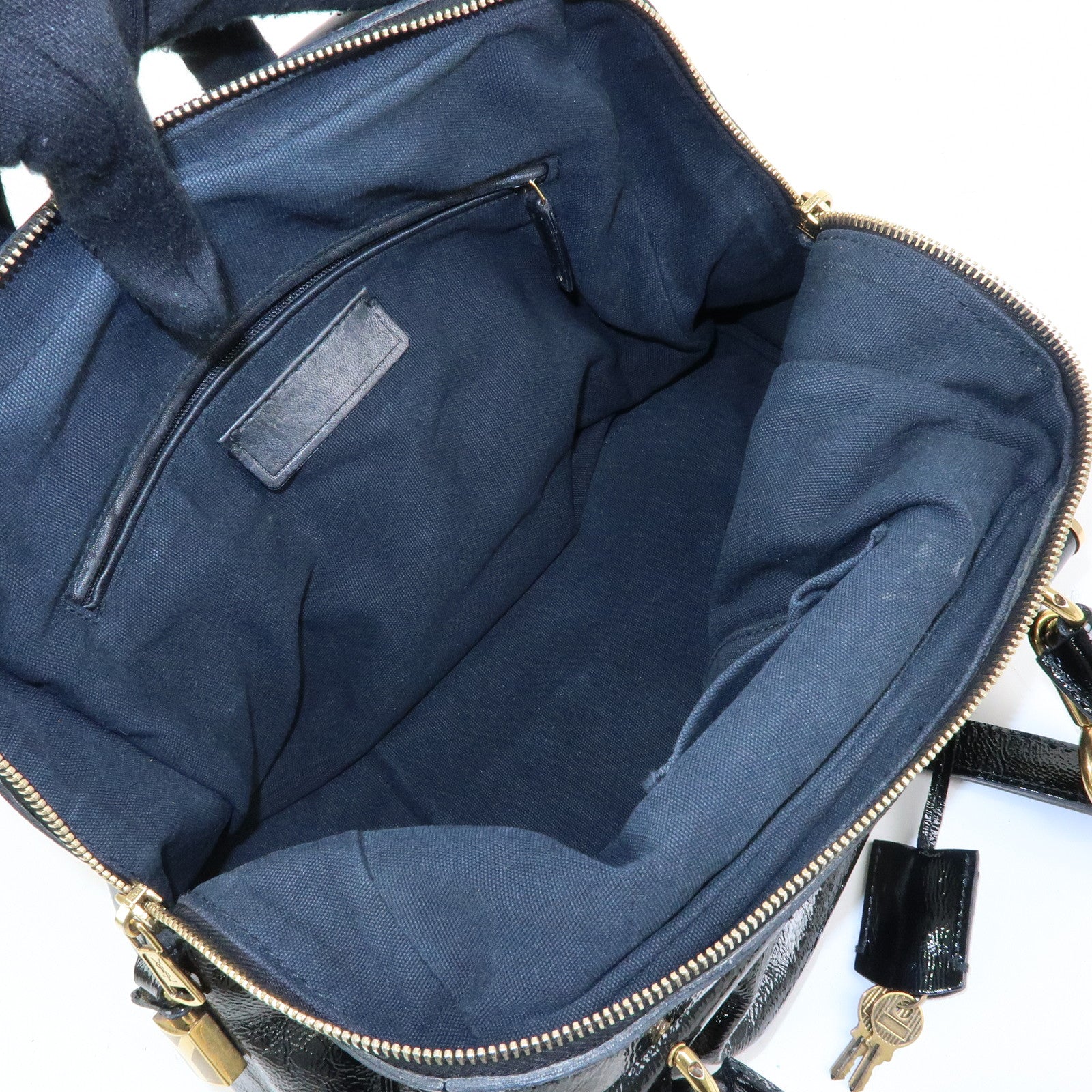 SAINT LAURENT PARIS Y Line Patent Leather 2Way Bag Black 197153