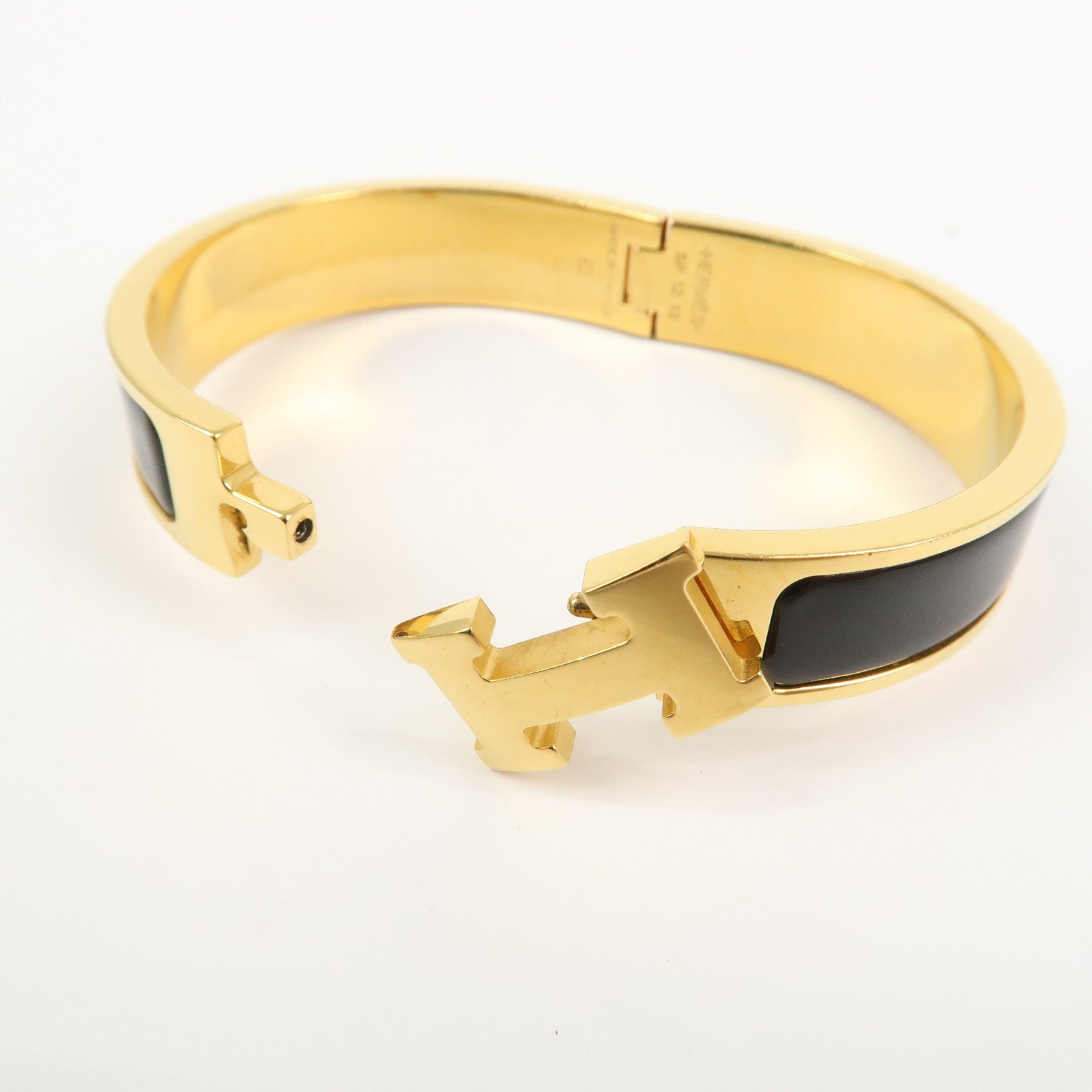 HERMES Clic Clac PM Metal Bracelet Black Gold