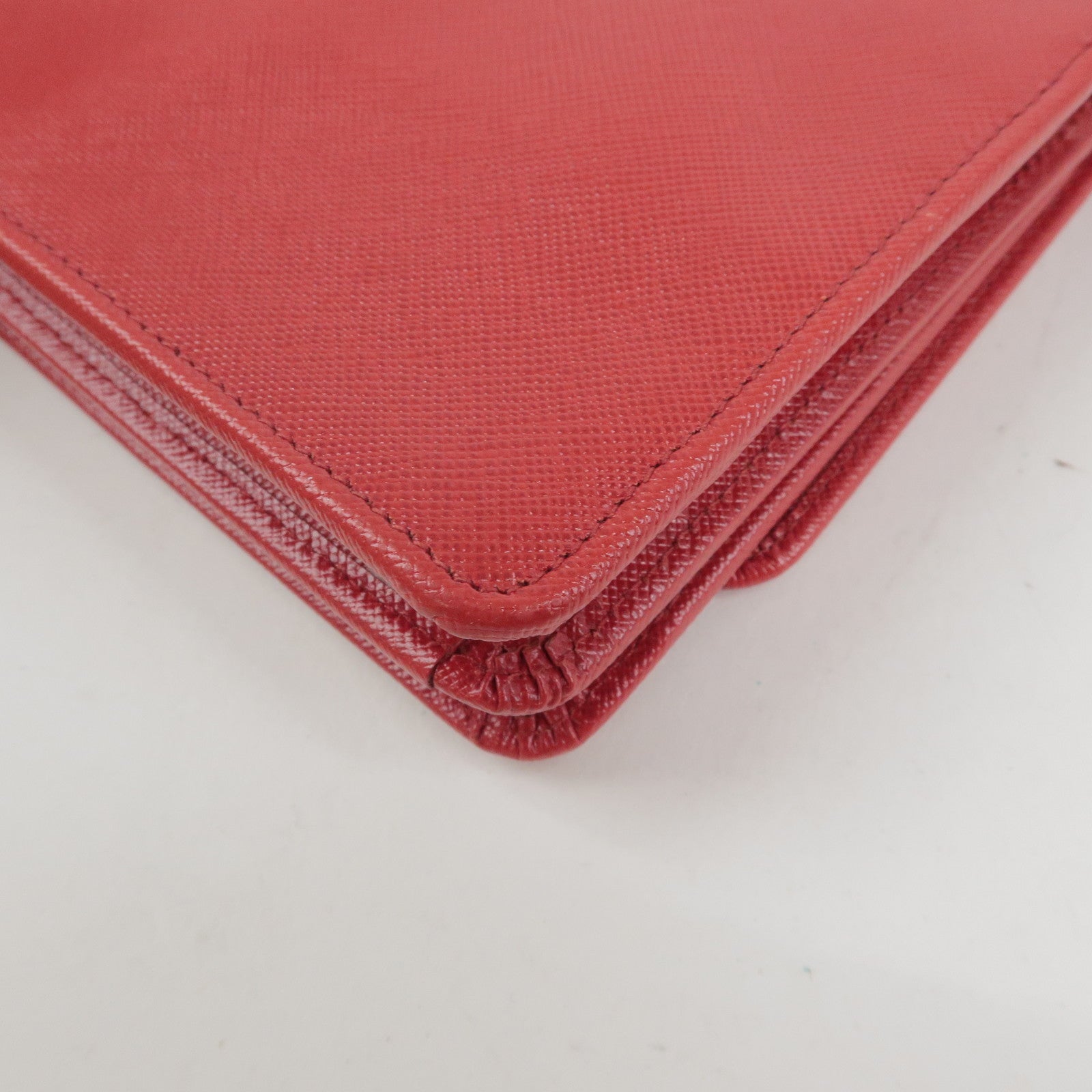 PRADA Saffiano Leather Shoulder Bag Crossbody Bag Red 1M1361