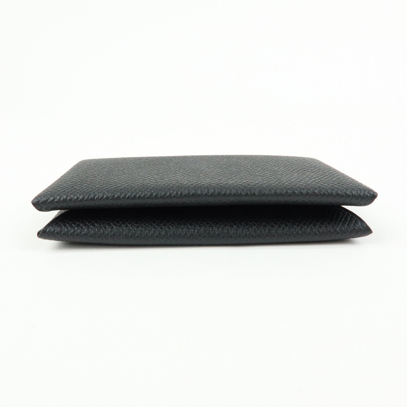 HERMES CALVI Duo Veau Epsom Card Case Card Holder W Stamped Black