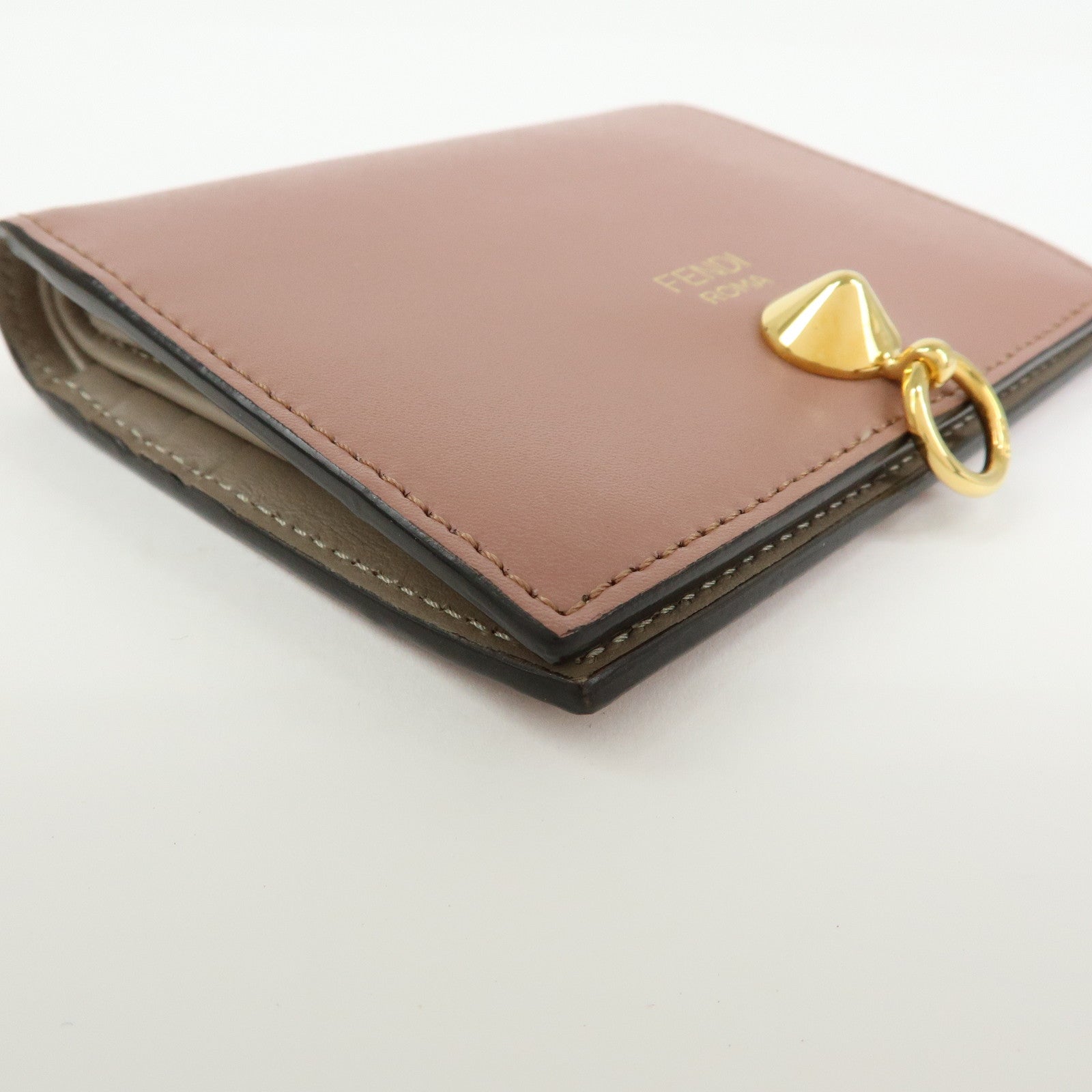 FENDI By The Way Leather Bi-fold Compact Wallet Light Pink 8M0387